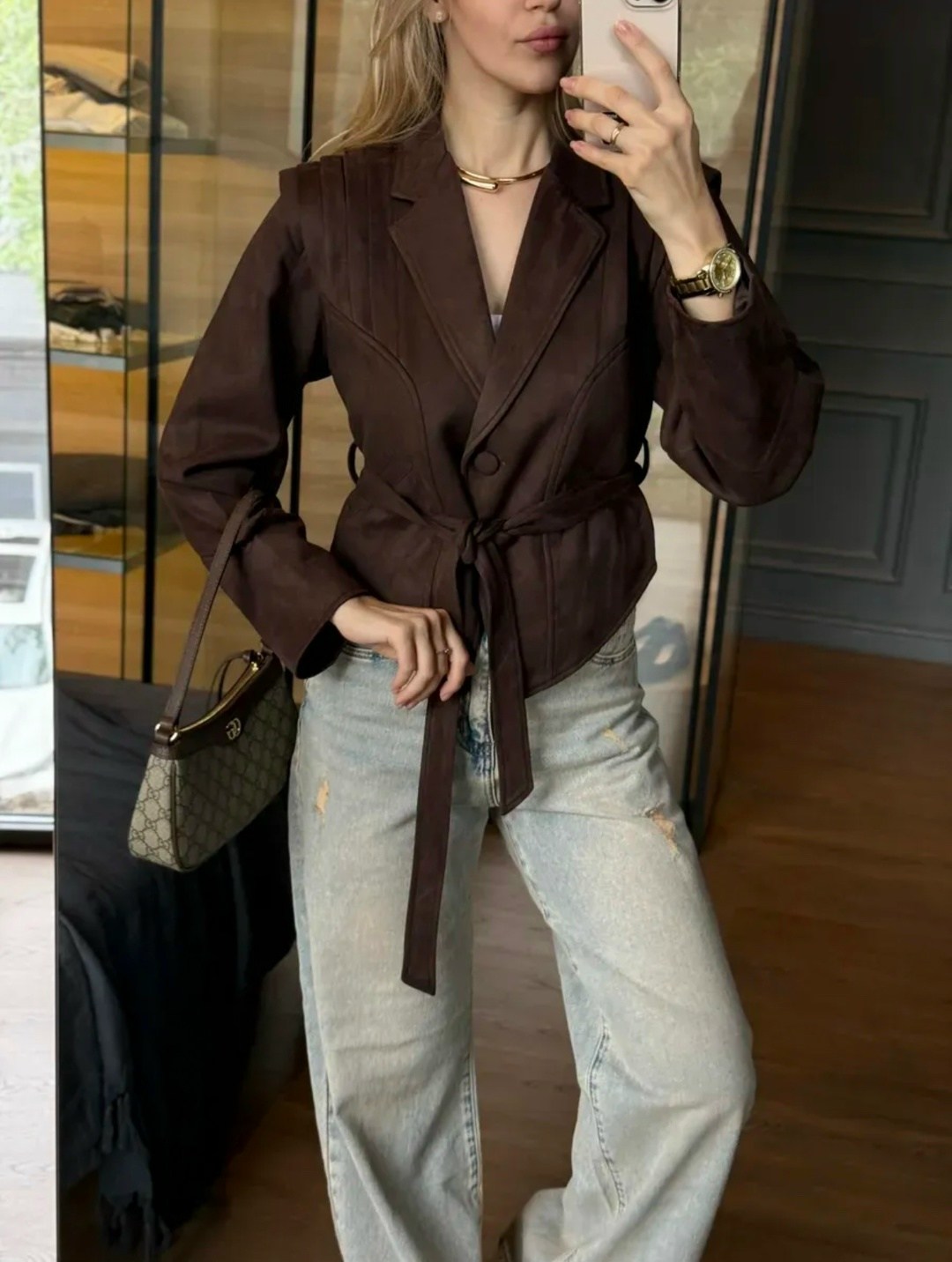 пиджак с завязками,куртка женская,коричневая куртка,пиджак,замшевая куртка