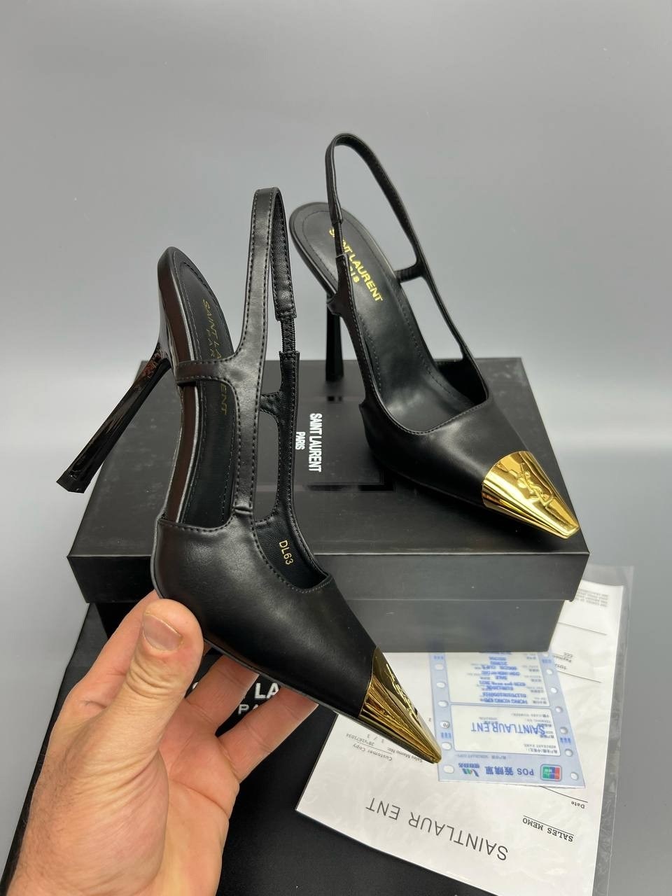 туфли saint laurent,yves saint laurent туфли,женские туфли ysl,женские кожаные туфли saint laurent черные с золотым носком каблук 10 см,туфли с металлическими