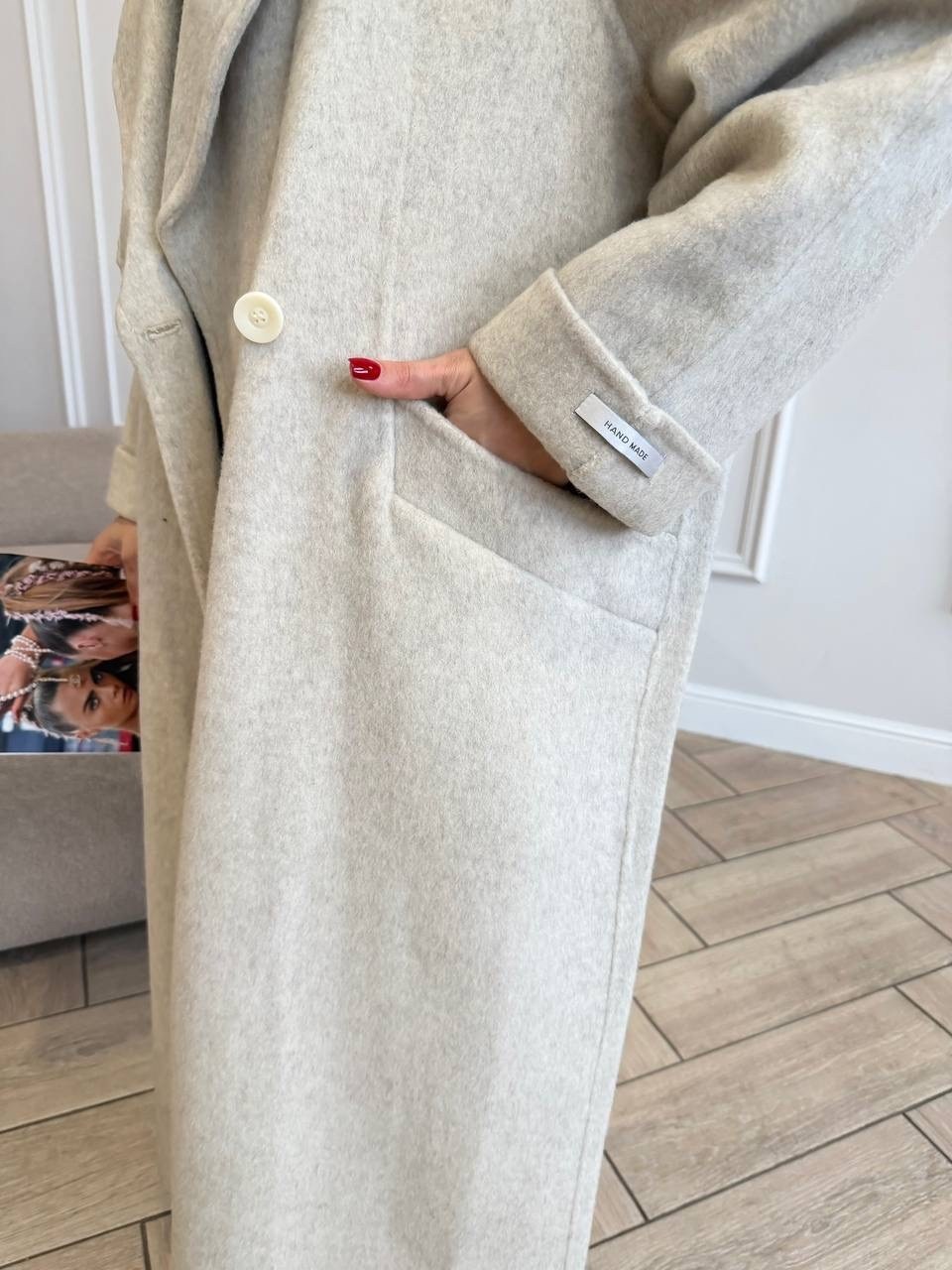 пальто модное,шерстяное пальто,экошуба оверсайз,пальто lawinter модель 83891 цвет молочный,пальто классического кроя