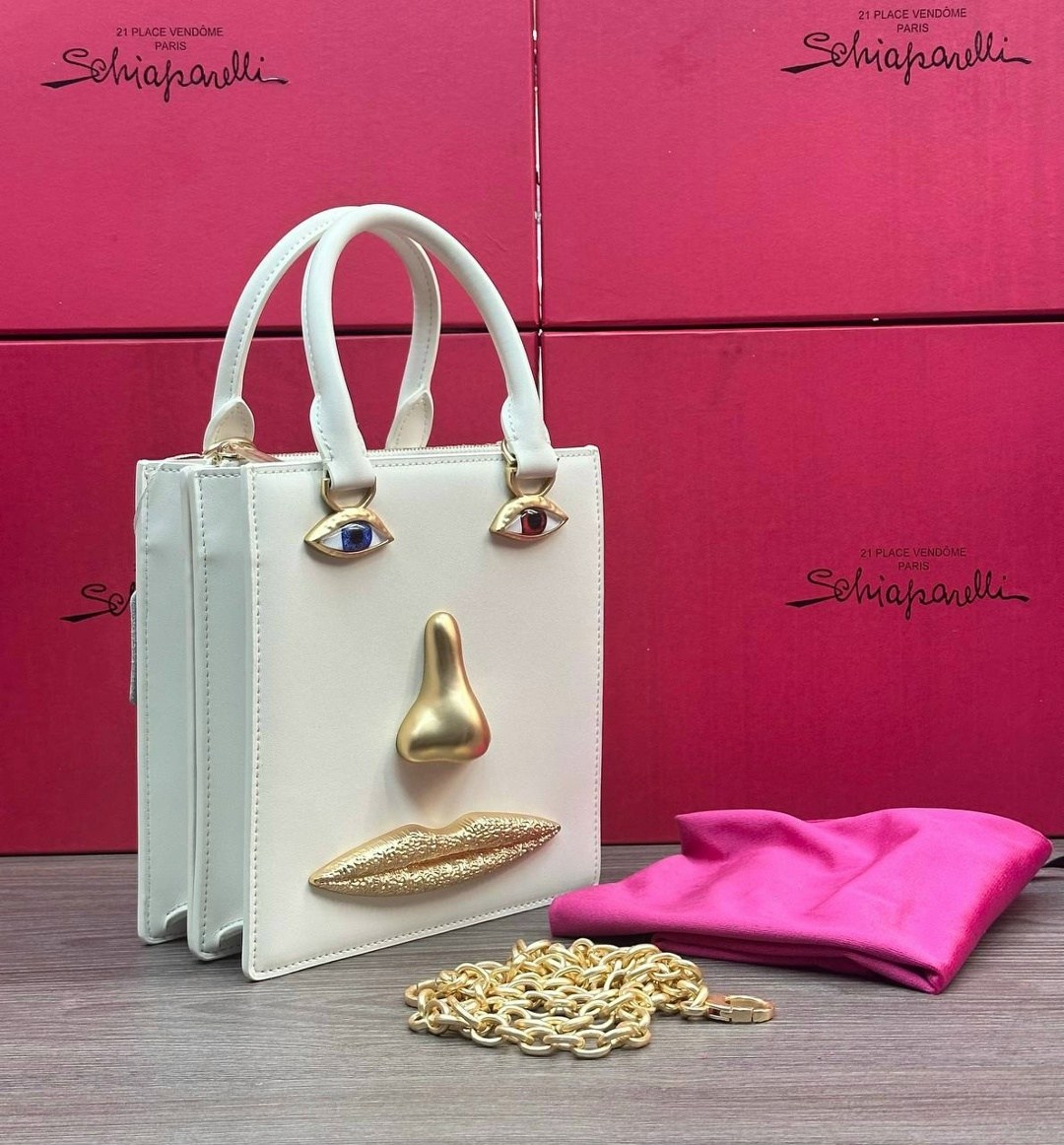 сумка-тоут schiaparelli,сумка женская schiaparelli,сумка schiaparelli,сумка schiaparelli натуральная кожа,женская белая сумка schiaparelli anatomy jewelry