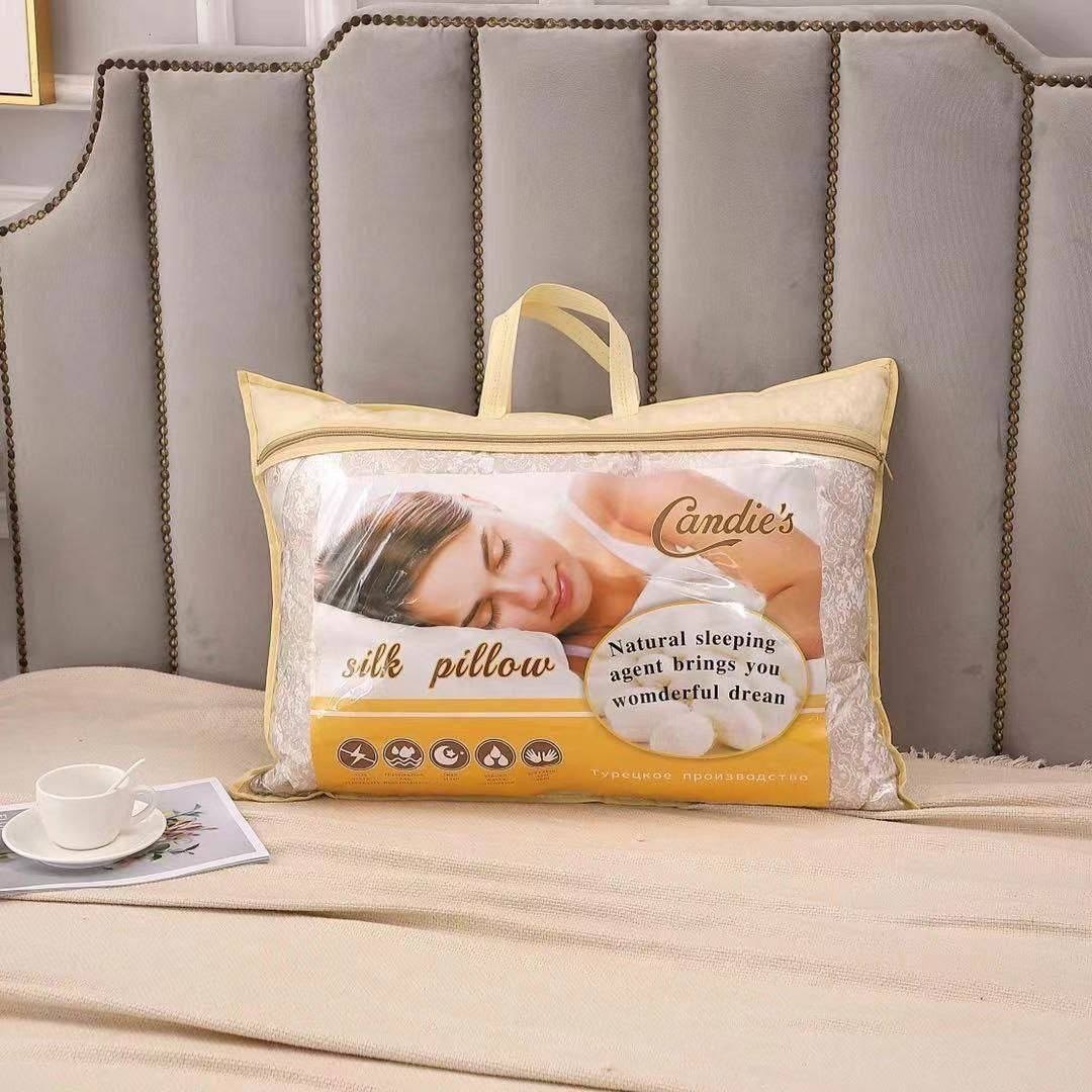 подушка silk pillow 70x50 meizhouling,подушка шелковая,подушка комфорт,шелковое волокно подушка наполнитель,подушка из натурального шелк