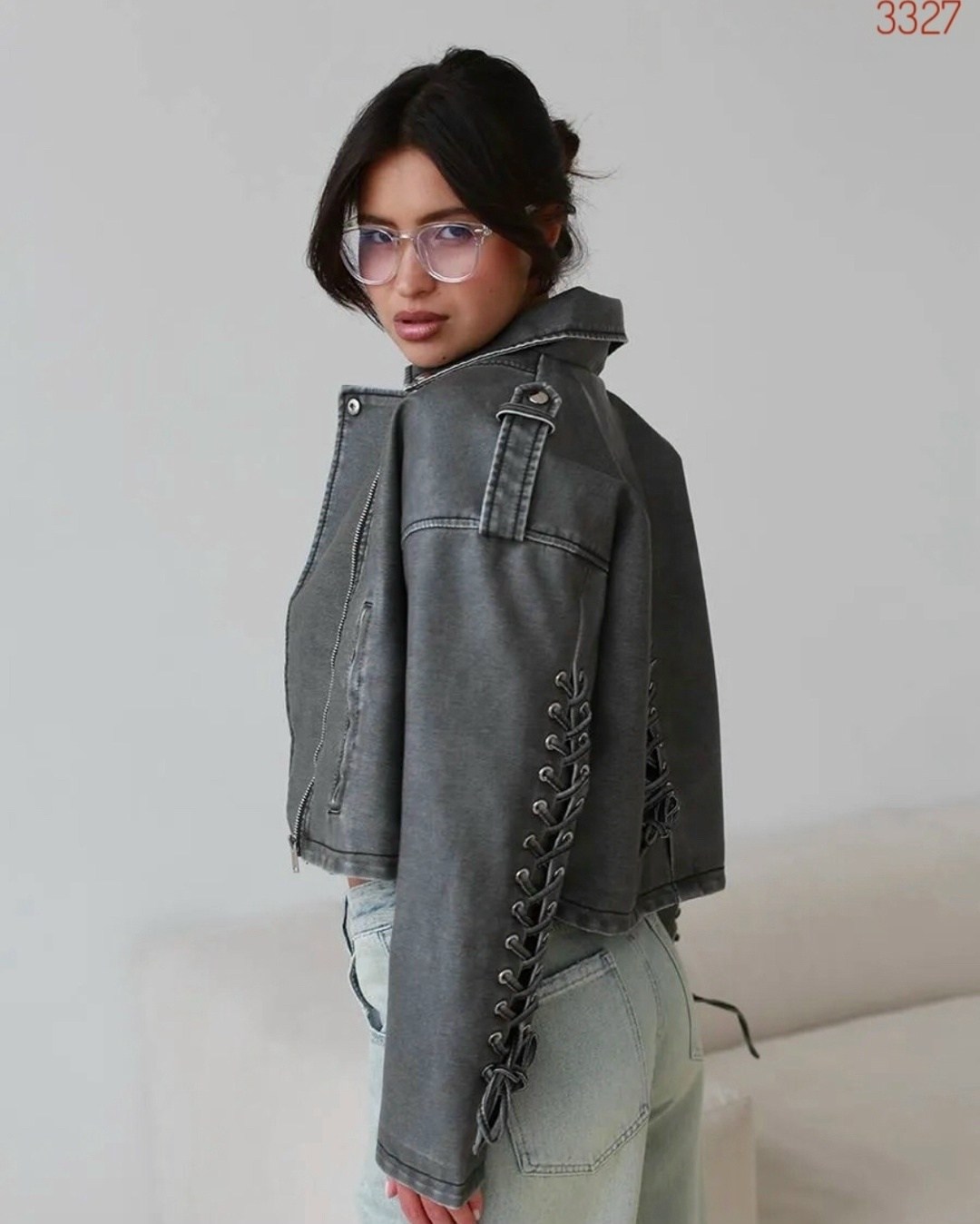 косуха куртка кожаная укороченная xr-xoroshy,куртка косуха,косуха кожаная женская куртка оверсайз,косуха куртка кожаная укороченная xr-xoroshy цвет серый, серый графит,косуха куртка кожаная укороченна