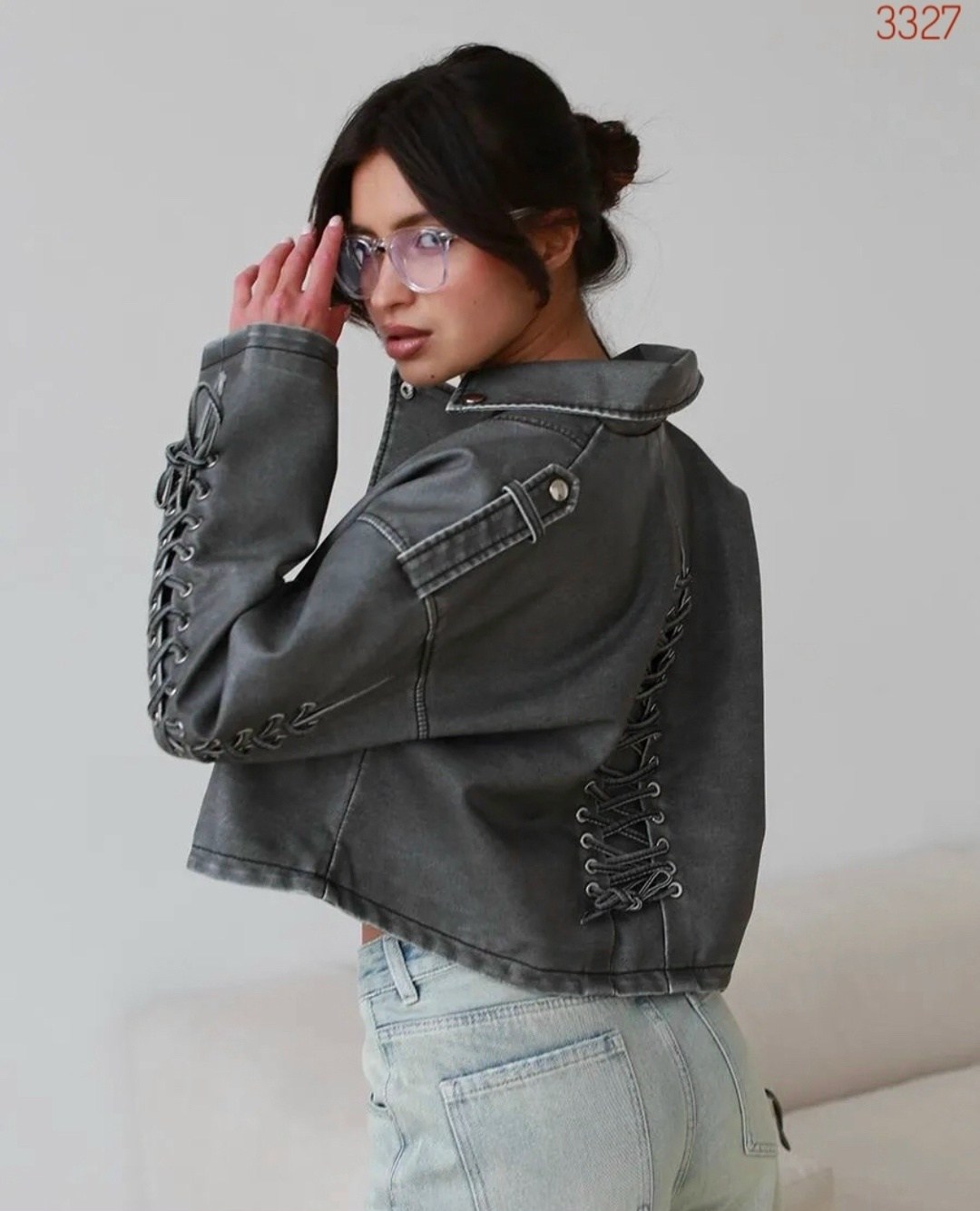 косуха куртка кожаная укороченная xr-xoroshy,куртка косуха,косуха кожаная женская куртка оверсайз,косуха куртка кожаная укороченная xr-xoroshy цвет серый, серый графит,косуха куртка кожаная укороченна