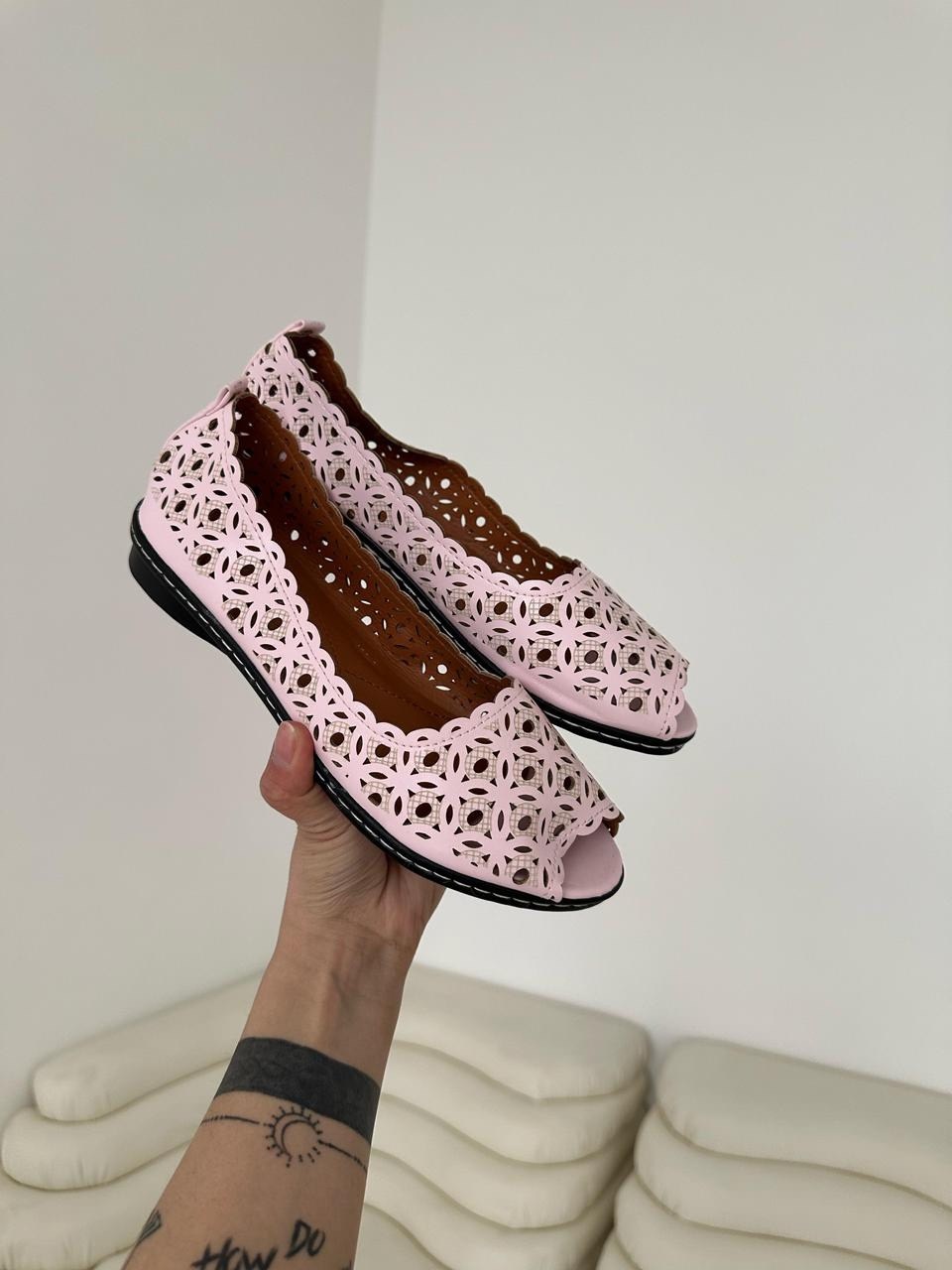 ,балетки кожаные с перфорацией женские,летние балетки с перфорацией,туфли женские, женская