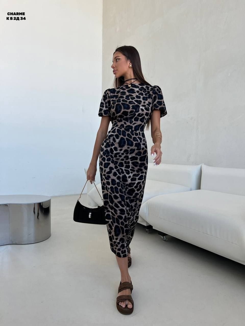 миди платье,платье с леопардовым принтом,платье женское леопардовое,платье женская,платье с короткими рукавами