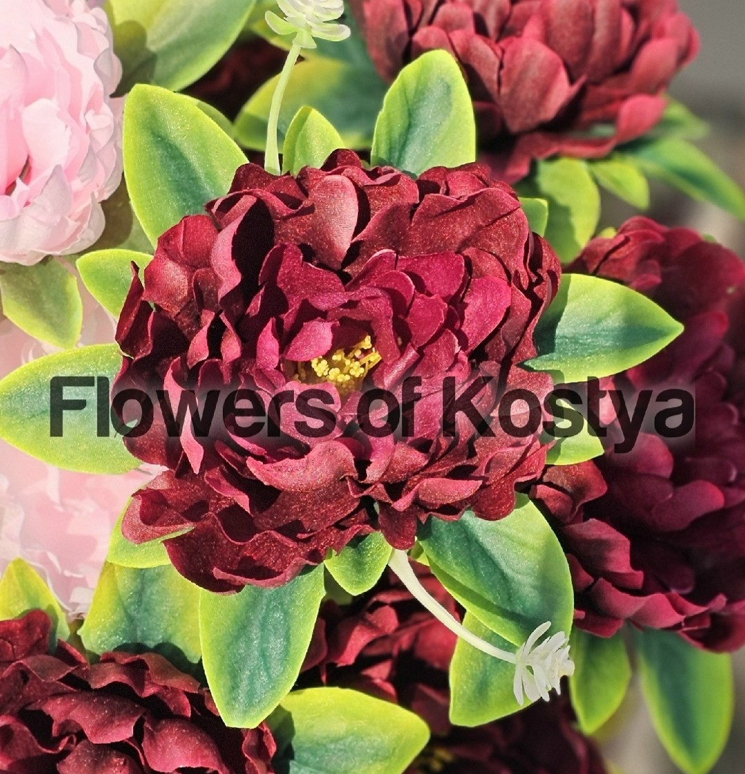 пион бордовый,о пионы,искусственные пион,цветок пион,красные искусственные пионы