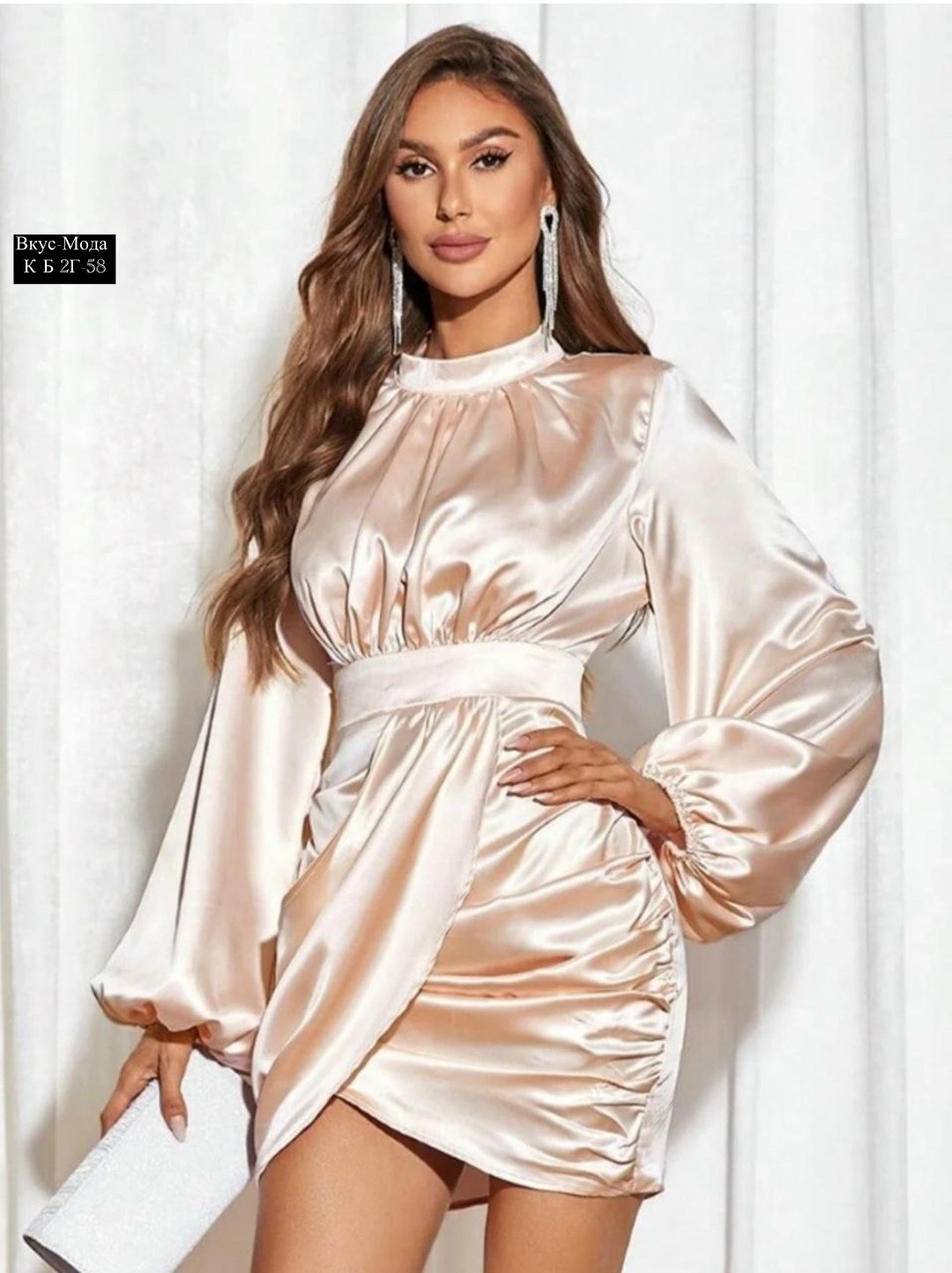 атласное платье,платье с рукавами фонарик,стильное платье,платье женская,платье