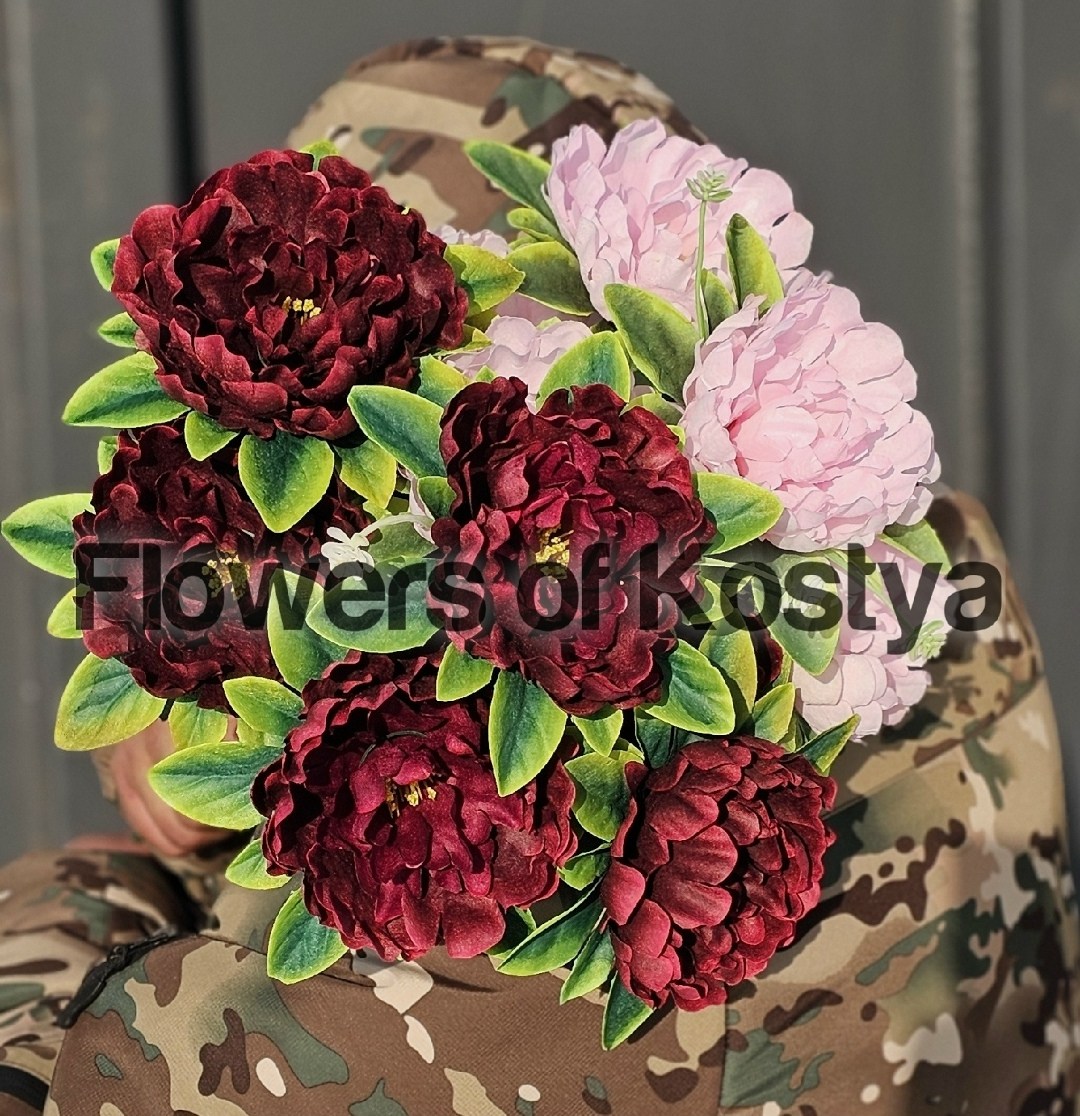 пион бордовый,о пионы,искусственные пион,цветок пион,красные искусственные пионы