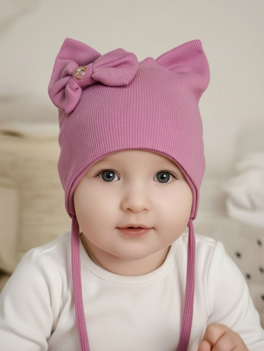 шапочка с ушками для новорожденных,шапочка для новорожденного,детская шапочка,шапка с ушками для малыша,шапочка для малыша