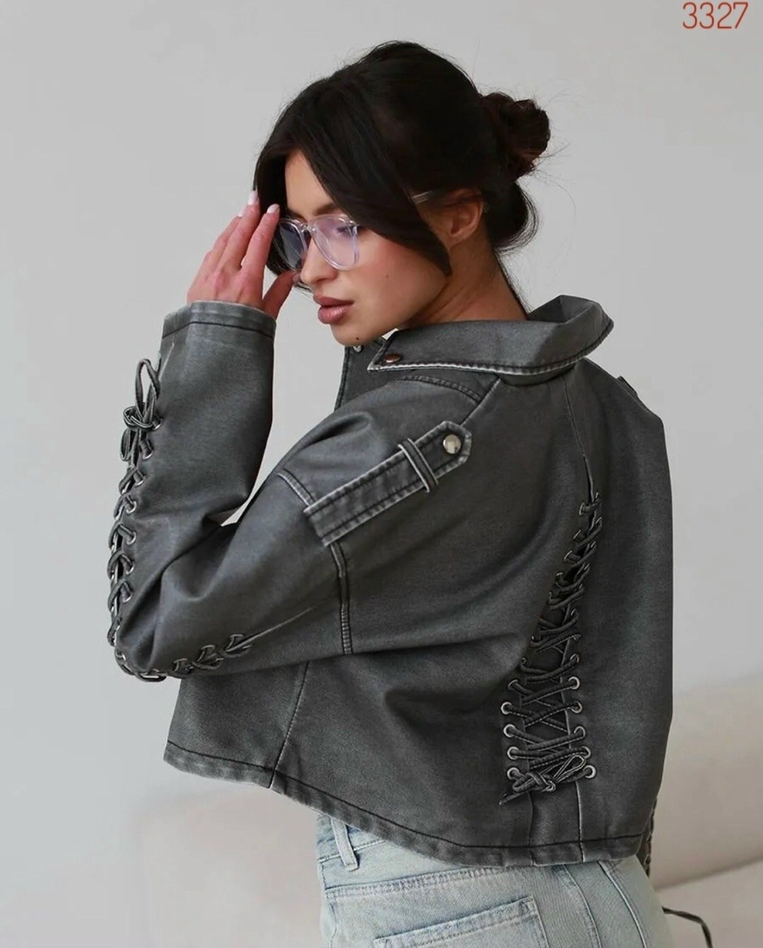 косуха куртка кожаная укороченная xr-xoroshy,куртка косуха,косуха кожаная женская куртка оверсайз,косуха куртка кожаная укороченная xr-xoroshy цвет серый, серый графит,косуха куртка кожаная укороченна