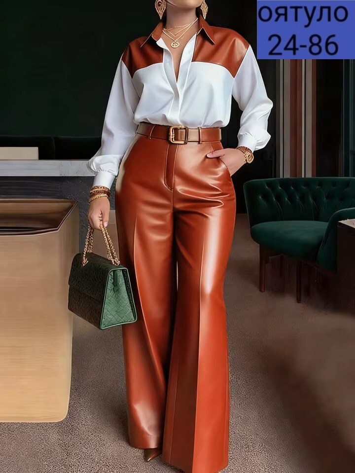 кожаные штаны,элегантные брюки,брюки классические,кожаные широкие брюки,женские широкие брюки
