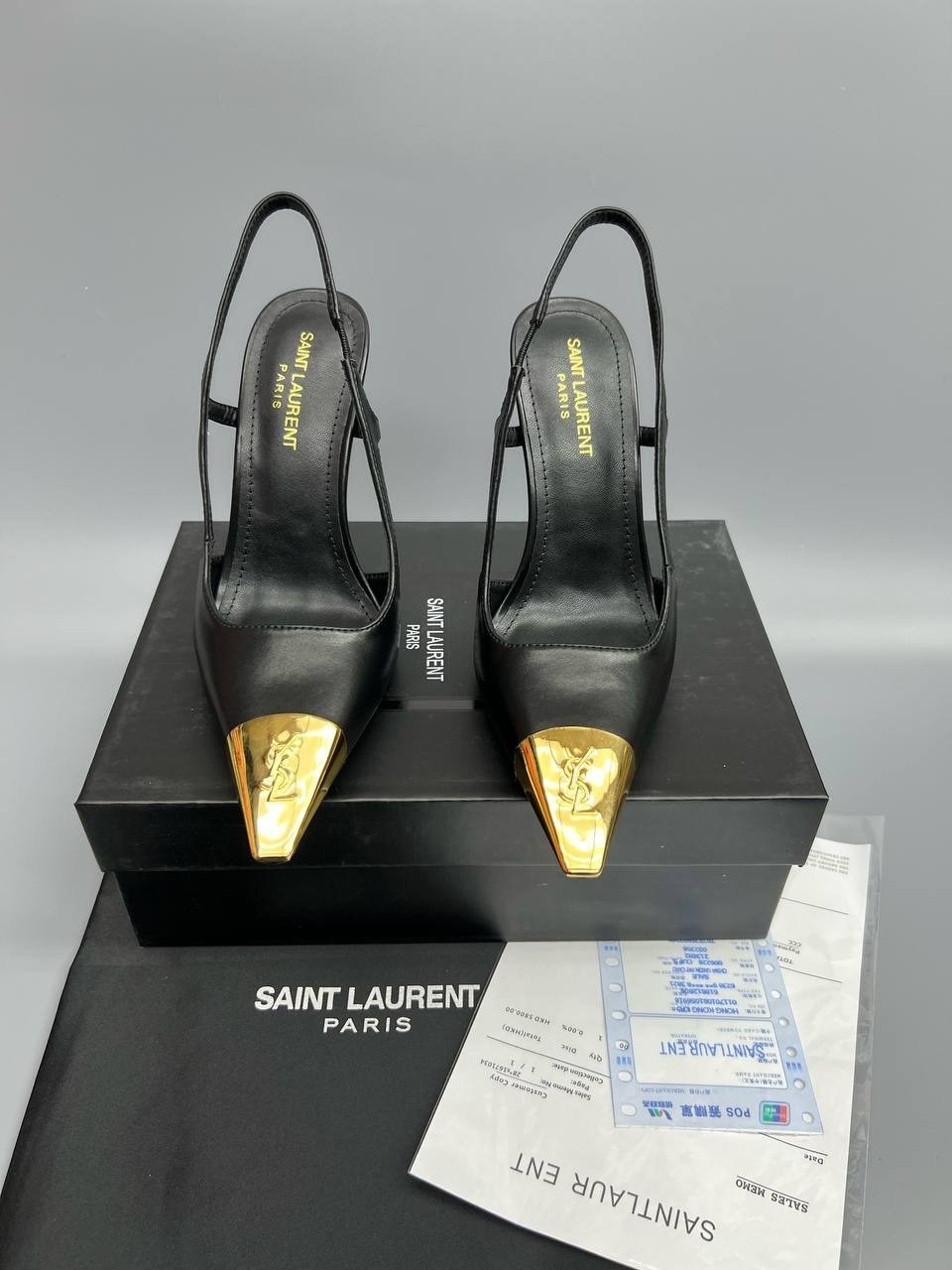 туфли saint laurent,yves saint laurent туфли,женские туфли ysl,женские кожаные туфли saint laurent черные с золотым носком каблук 10 см,туфли с металлическими