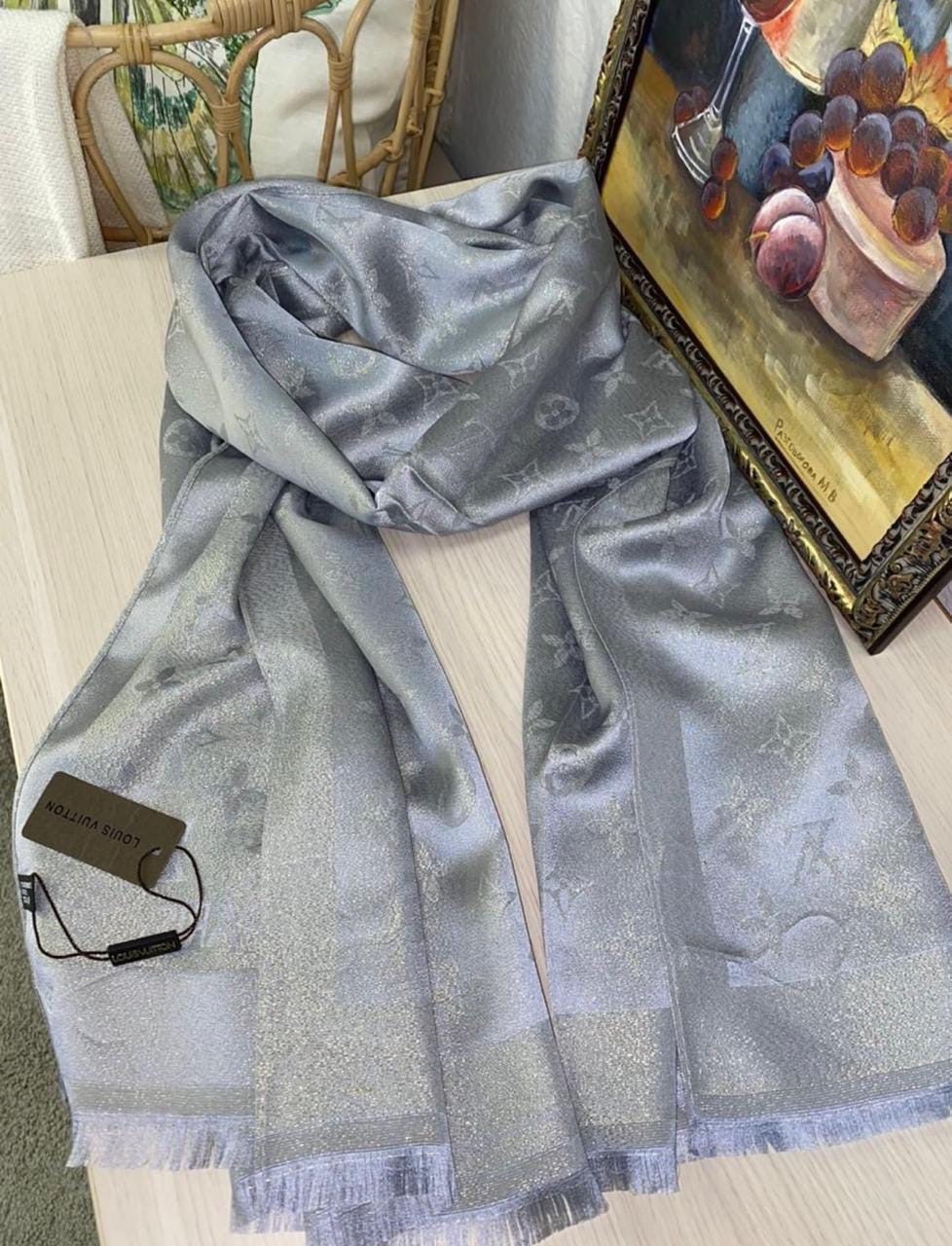 серый платок луи виттон,палантин/шарф louis vuitton тёплый,палантин,платок шелковый луи виттон,палантин женский