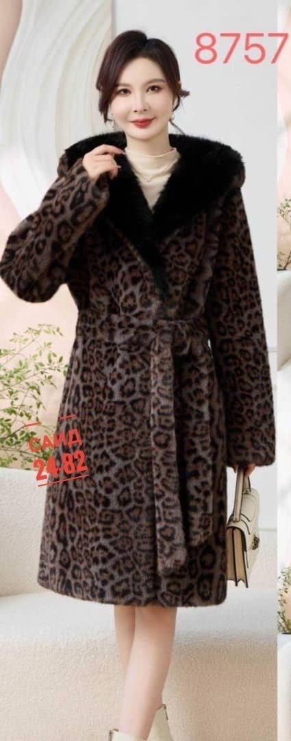 шубка утеплённая 26558 (леопардовый),шуба леопардовая,шуба женская,шуба,меховое пальто