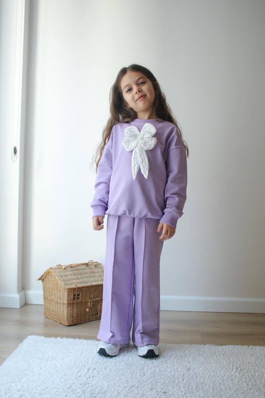 костюм с брюками,костюм для девочки (джемпер, брюки) цвет сиреневый рост 128-134 см,флисовые костюмы,комплект джемпер,одежда для девочек