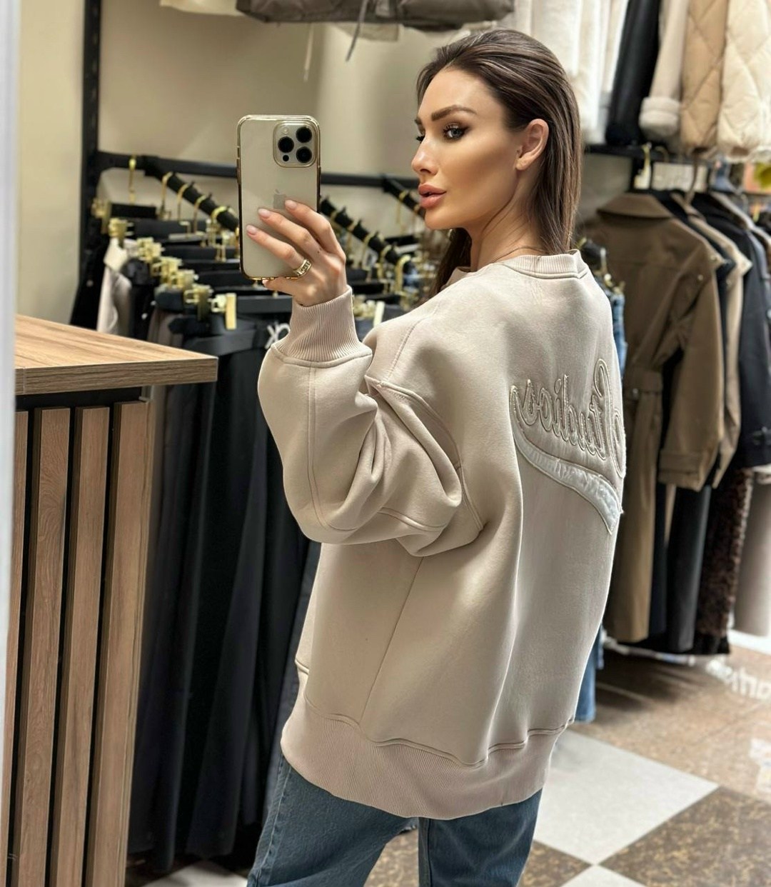 свитшот женский оверсайз likisha fashion,бежевый свитшот,свитшот,свитшот женский,свитшот на флис