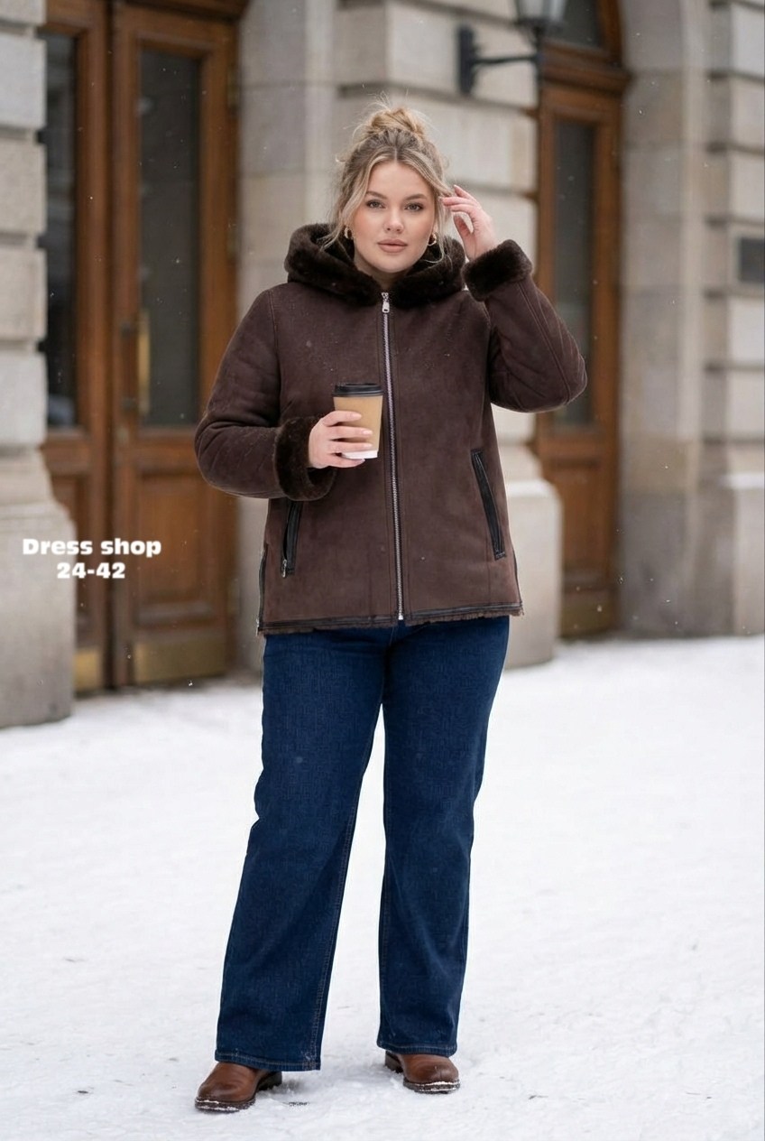 шуба из мутона,шуба из мутона с капюшоном коричневого цвета мосмеха,мутоновая шуба автоледи,полушубок из эко меха,шуба автоледи из норки