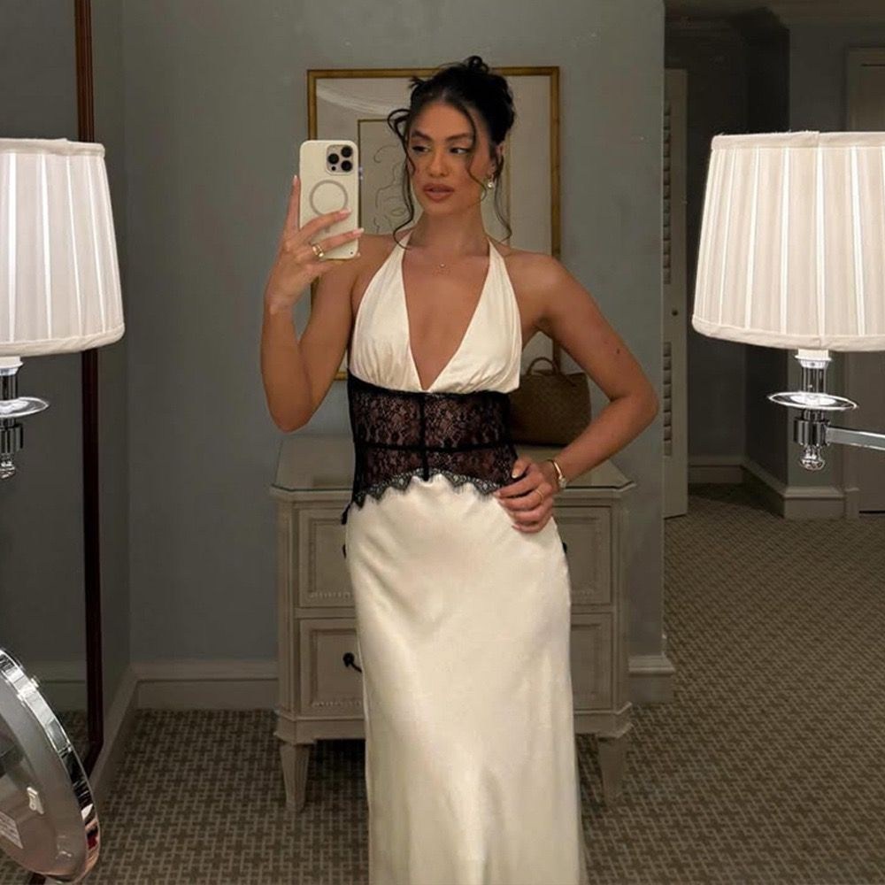 платье кружевное,шоколадное платье-комбинация миди с кружевом и вырезом на шее topshop,платье с кружевной отделкой от мими never fully dressed, коричневый,коричневое платье,кружевное макси-платье-комб