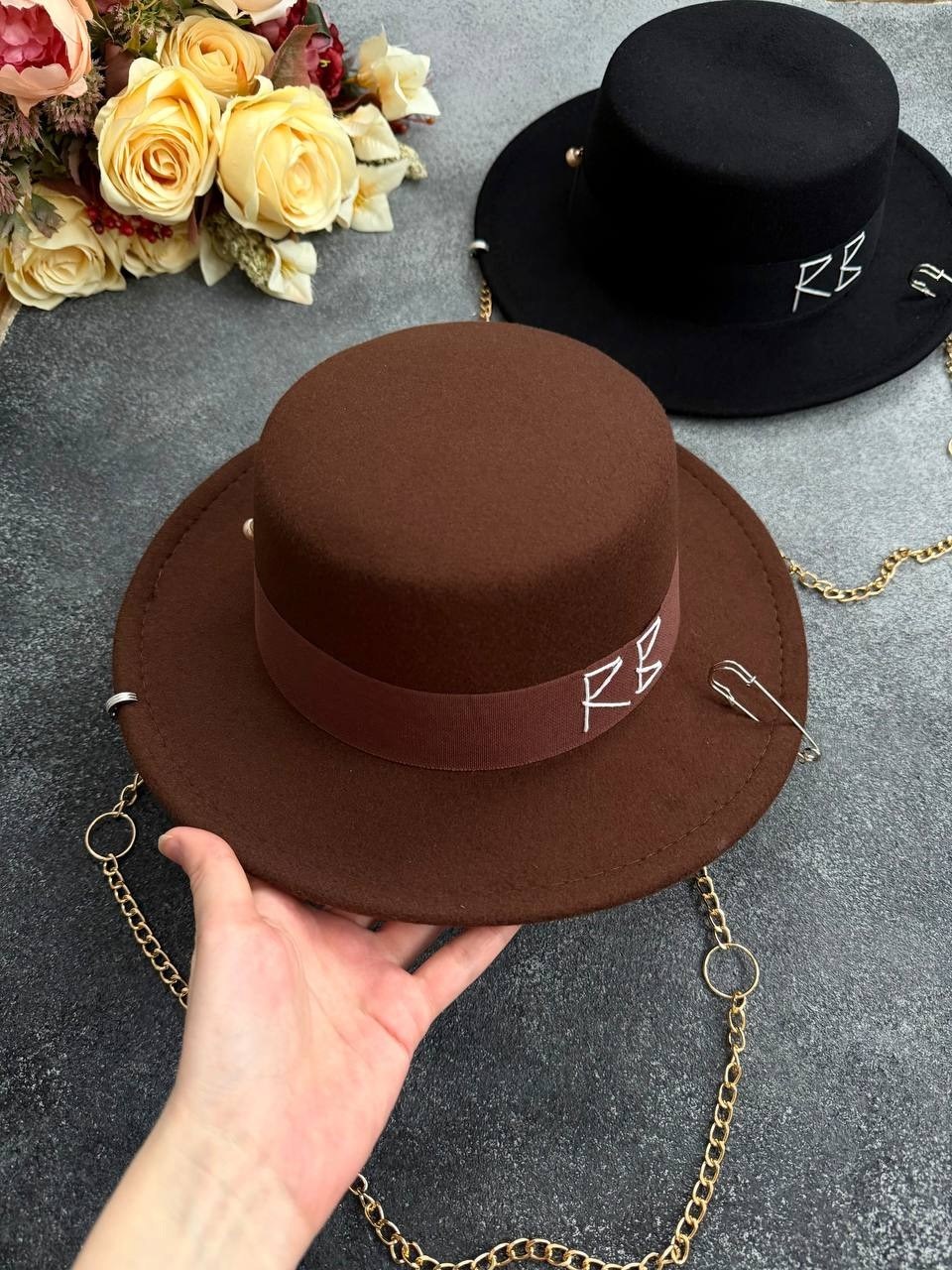 шляпа с цепочкой,шляпа фетровая с цепочкой,шляпа с цепочкой черная женская,шляпа женская фетровая канотье с декором и цепочкой черная,женская фетровая шляпа