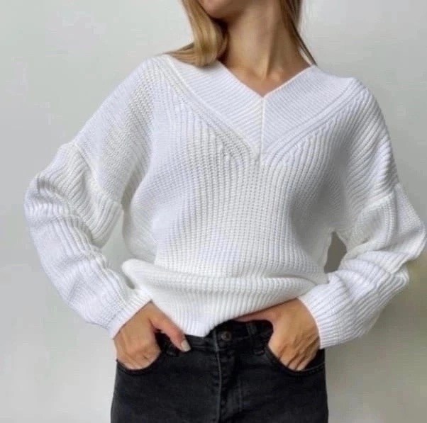 свитер женский шерстяной вязанный с v-образным вырезом gluck,свитер женский шерстяной вязанный с v-образным вырезом,свитер крупной вязки женский,джемпер крупной вязки женский,свитер свободного кроя кр