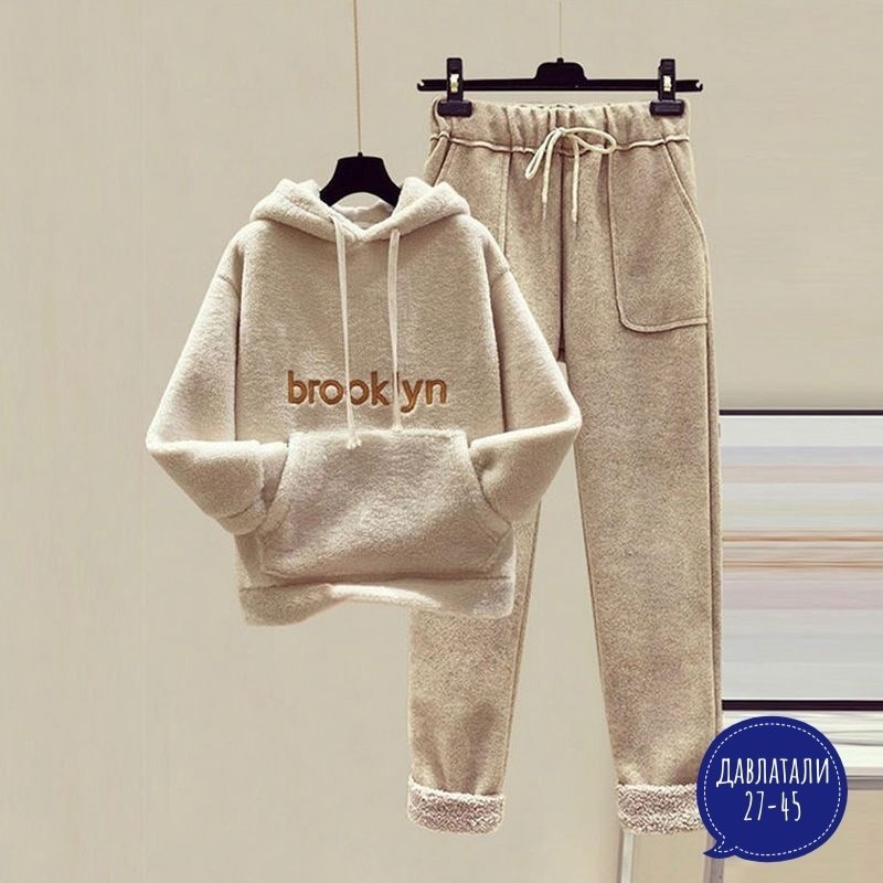 спортивный костюм комплект,женская модная плюшевая толстовка и брюки,теплый спортивный костюм женский,толстовка с брюками,плюшевое худи