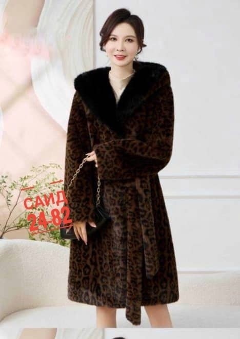 шубка утеплённая 26558 (леопардовый),шуба леопардовая,шуба женская,шуба,меховое пальто