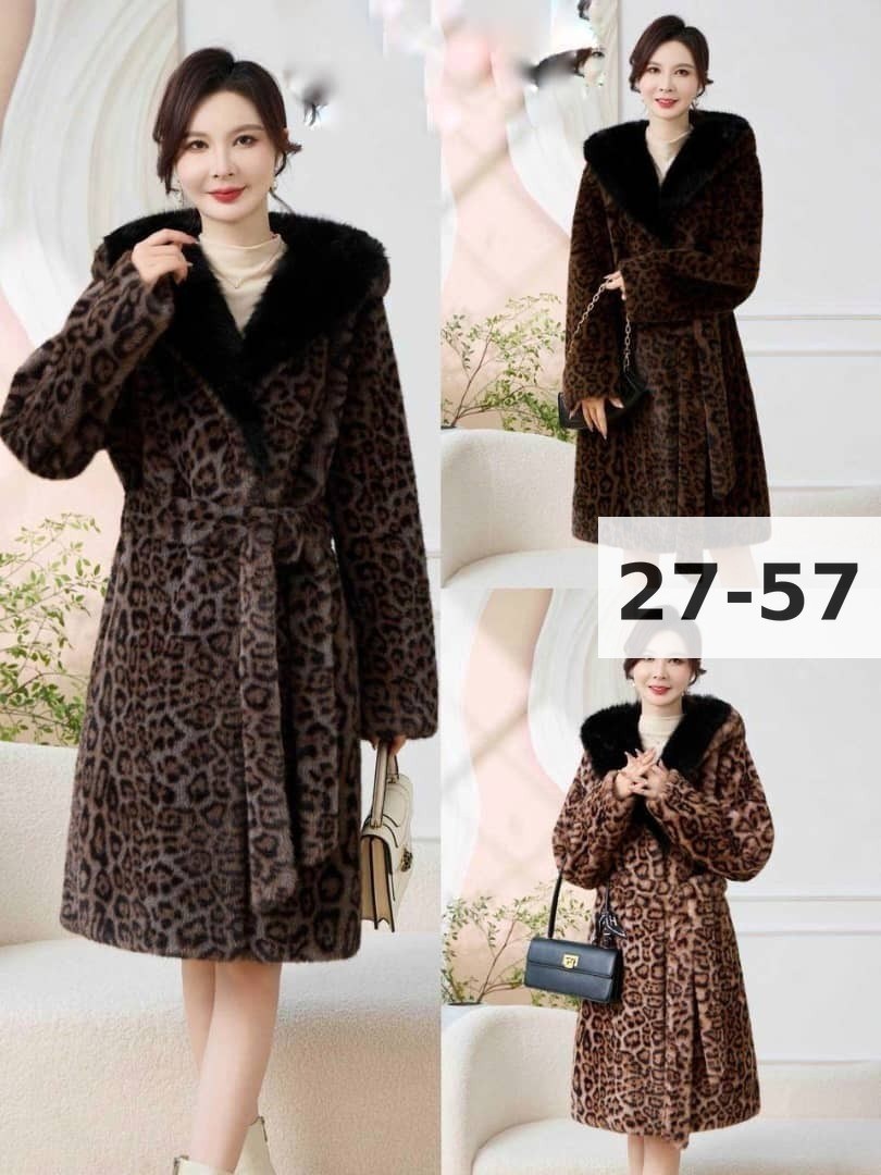 шубка утеплённая 26558 (леопардовый),шуба женская,женская шуба из натурального меха кролика рекс с леопардовым принтом,шуба,меховое пальто