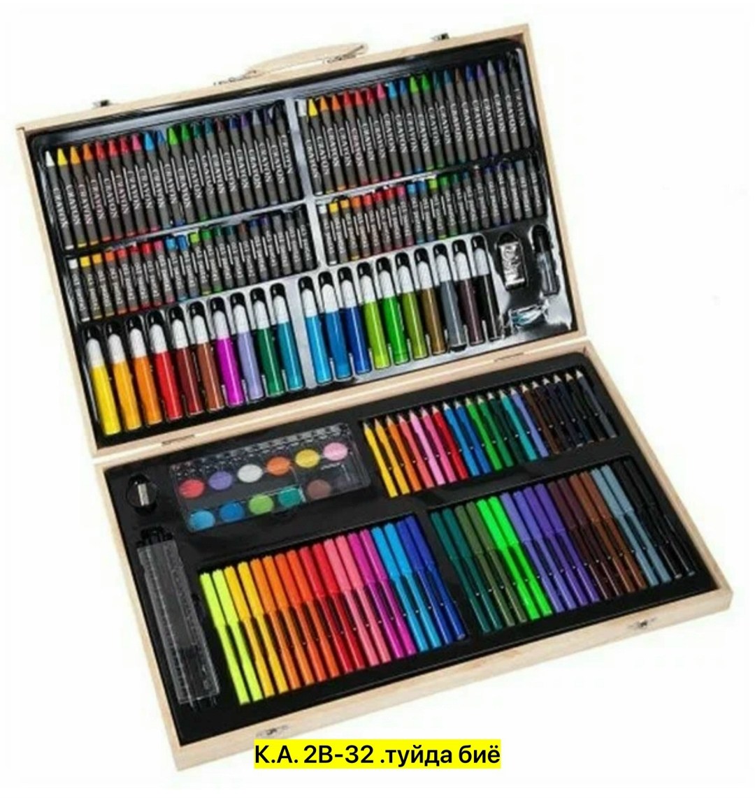 художественный набор в деревянном чемоданчике 220 предметов,набор для рисования и творчества 220 предметов,набор для рисования и творчества 220,детский набор для рисования и творчества в деревянном че