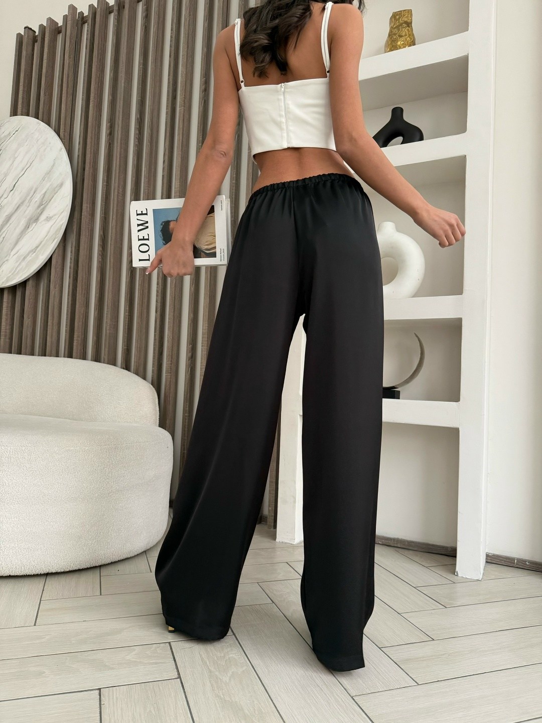 брюки палаццо,брюки широкие,модные брюки,брюки шелковые палаццо на резинке qaso 251927240,шелковые брюки