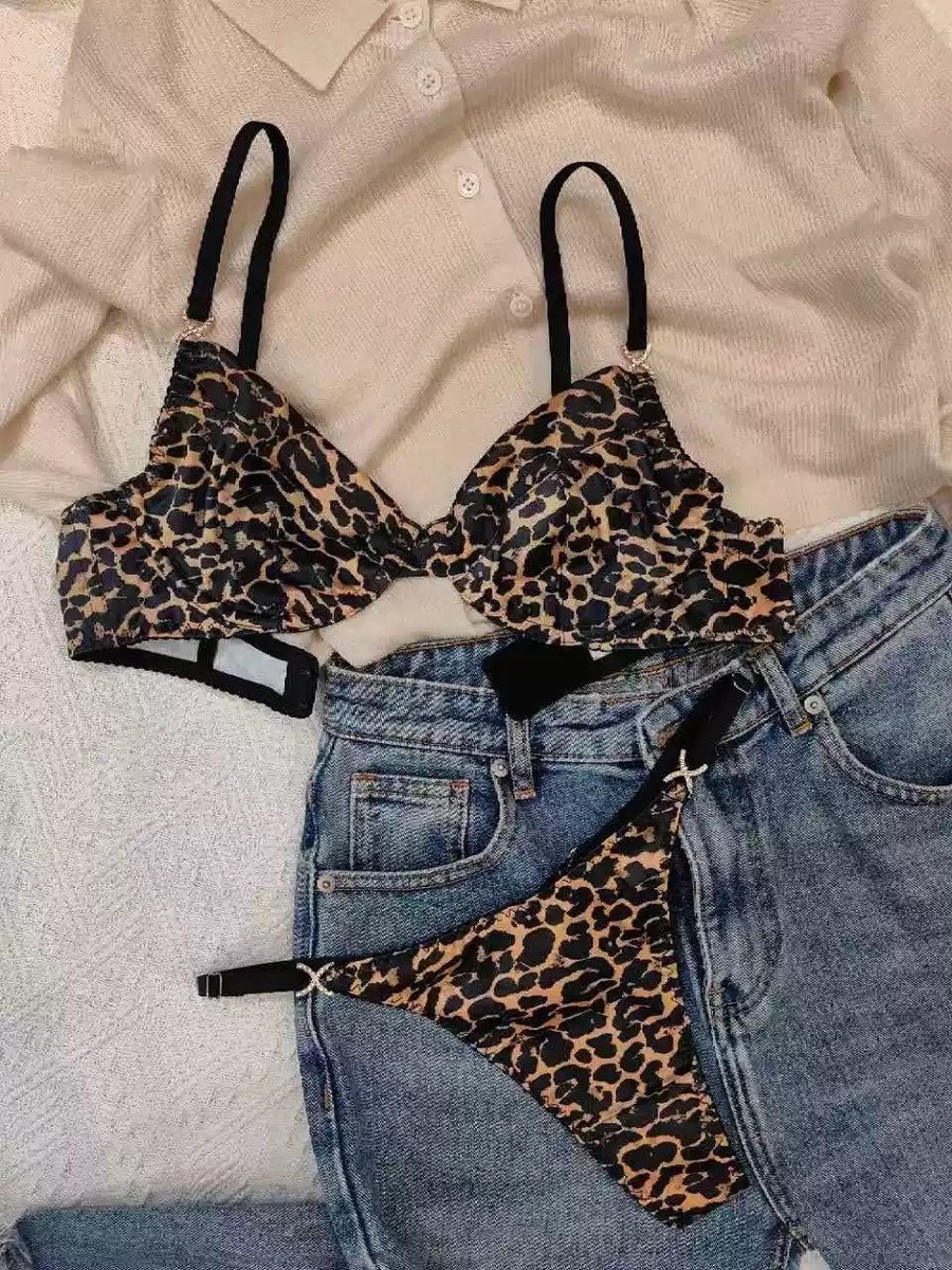 сексуальный комплект нижнего белья с леопардовым принтом,леопардовый комплект белья,леопардовый комплект белья julyou,комплект женского нижнего белья,леопардовый комплект белья julyou 143005353