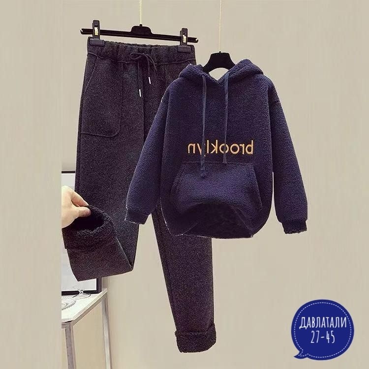 спортивный костюм комплект,женская модная плюшевая толстовка и брюки,теплый спортивный костюм женский,толстовка с брюками,плюшевое худи