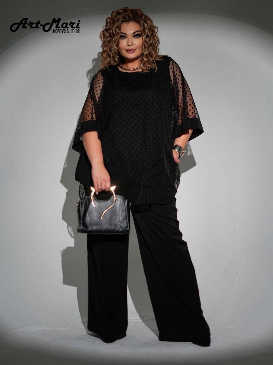блуза anelli 1329 черный/мелкая сетка,брючный костюм,костюм novella sharm 3952 черный,нарядная блуза,вечерний брючный костюм женский