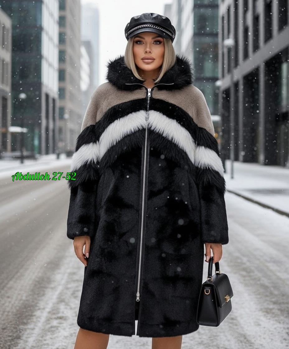 комбинированная шуба,шуба,эко шуба,комбинированная шуба из меха,женская дубленка