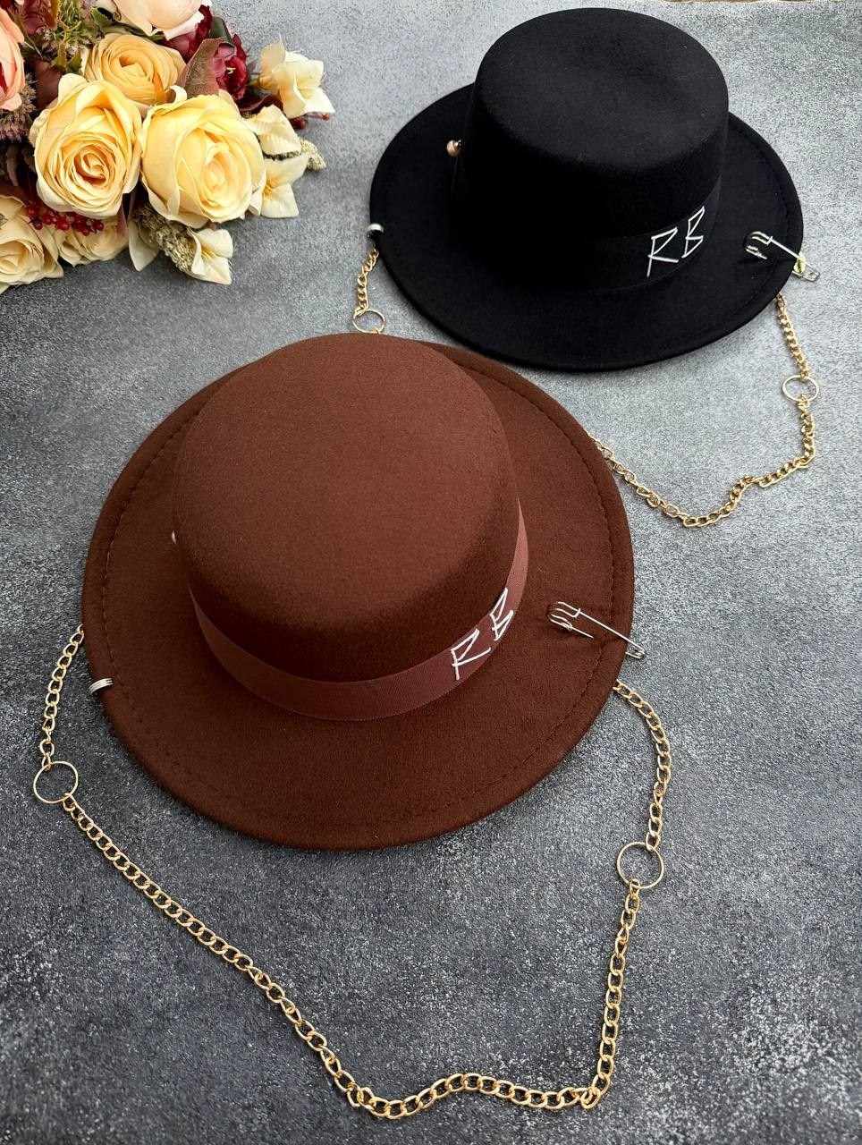 шляпа с цепочкой,шляпа фетровая с цепочкой,шляпа с цепочкой черная женская,шляпа женская фетровая канотье с декором и цепочкой черная,женская фетровая шляпа