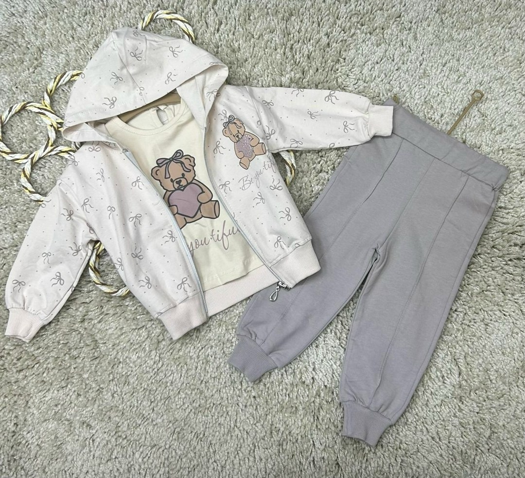 комплект одежды bebessi,baby rose комплект для девочки жакет, лонгслив, брюки,комплект одежды,комплект костюм,костюм детский