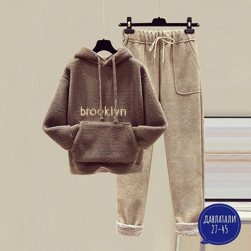спортивный костюм комплект,женская модная плюшевая толстовка и брюки,теплый спортивный костюм женский,толстовка с брюками,плюшевое худи