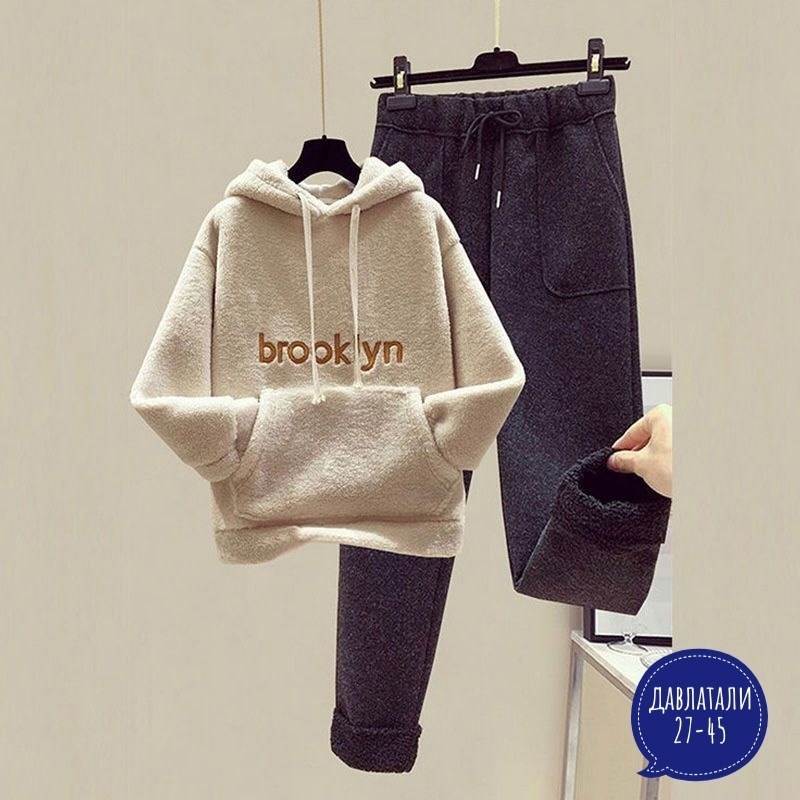 спортивный костюм комплект,женская модная плюшевая толстовка и брюки,теплый спортивный костюм женский,толстовка с брюками,плюшевое худи