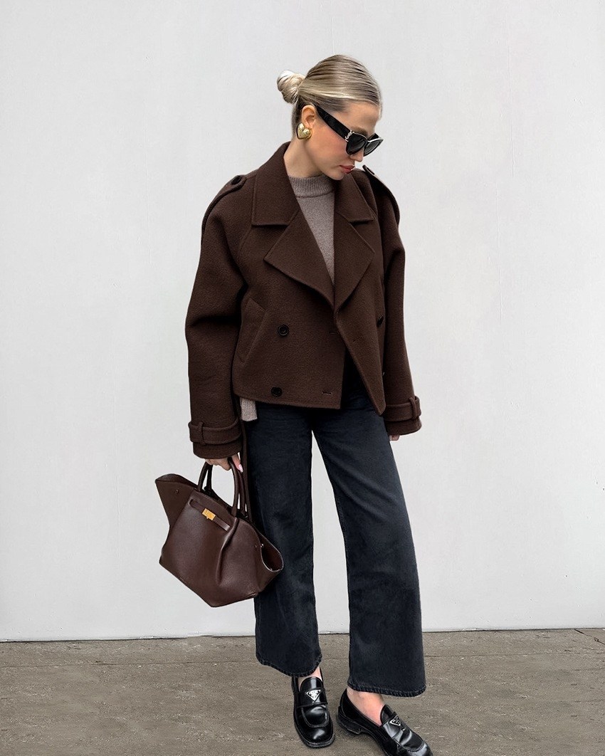 taruxy модное двубортное шерстяное пальто для офиса,новое двубортное шерстяное пальто с лацканами,пальто осеннее женское,пальто женское,шерстяное пальто