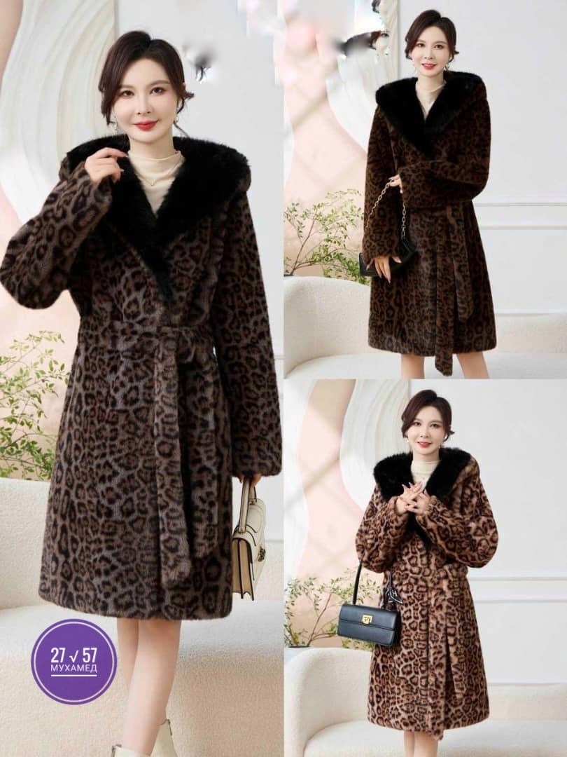 женская шуба из натурального меха кролика рекс с леопардовым принтом,шуба lawinter модель 54938 цвет леопард,длинное леопардовое пальто из искусственного меха,леопардовая шуба эко,леопардовая шуба дли