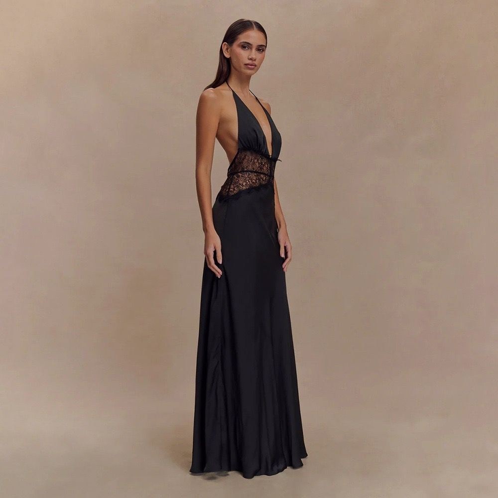 платье кружевное,шоколадное платье-комбинация миди с кружевом и вырезом на шее topshop,платье с кружевной отделкой от мими never fully dressed, коричневый,коричневое платье,кружевное макси-платье-комб