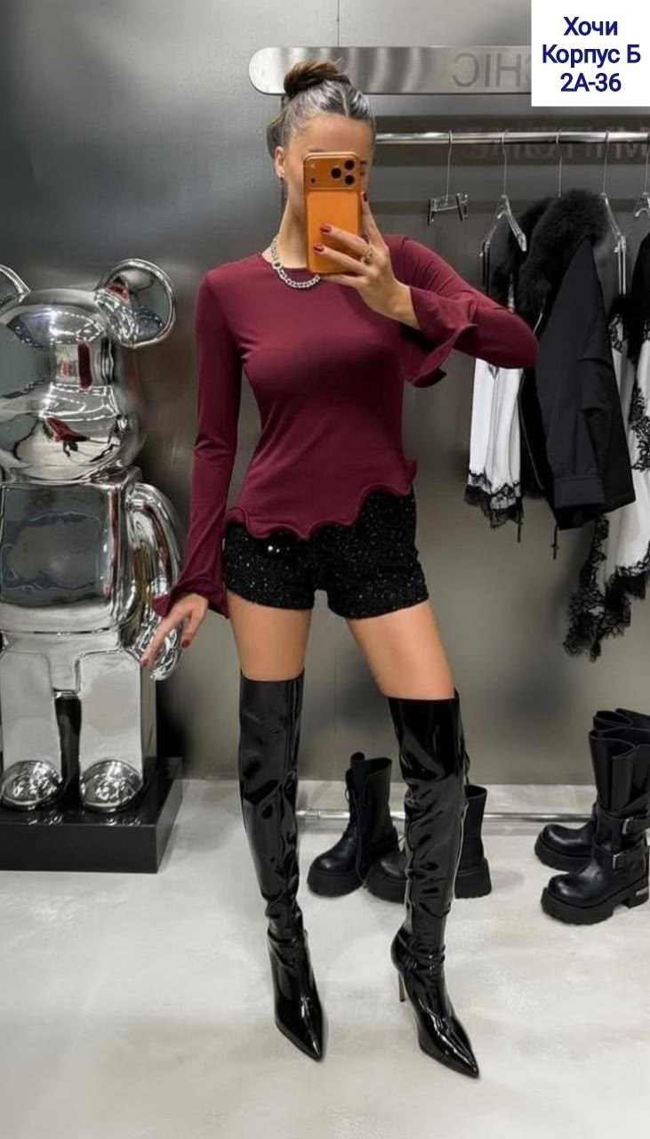 лонгслив бордовый облегающий с рукавами клеш margo,женская кофта,нарядная кофта,блузка кофта