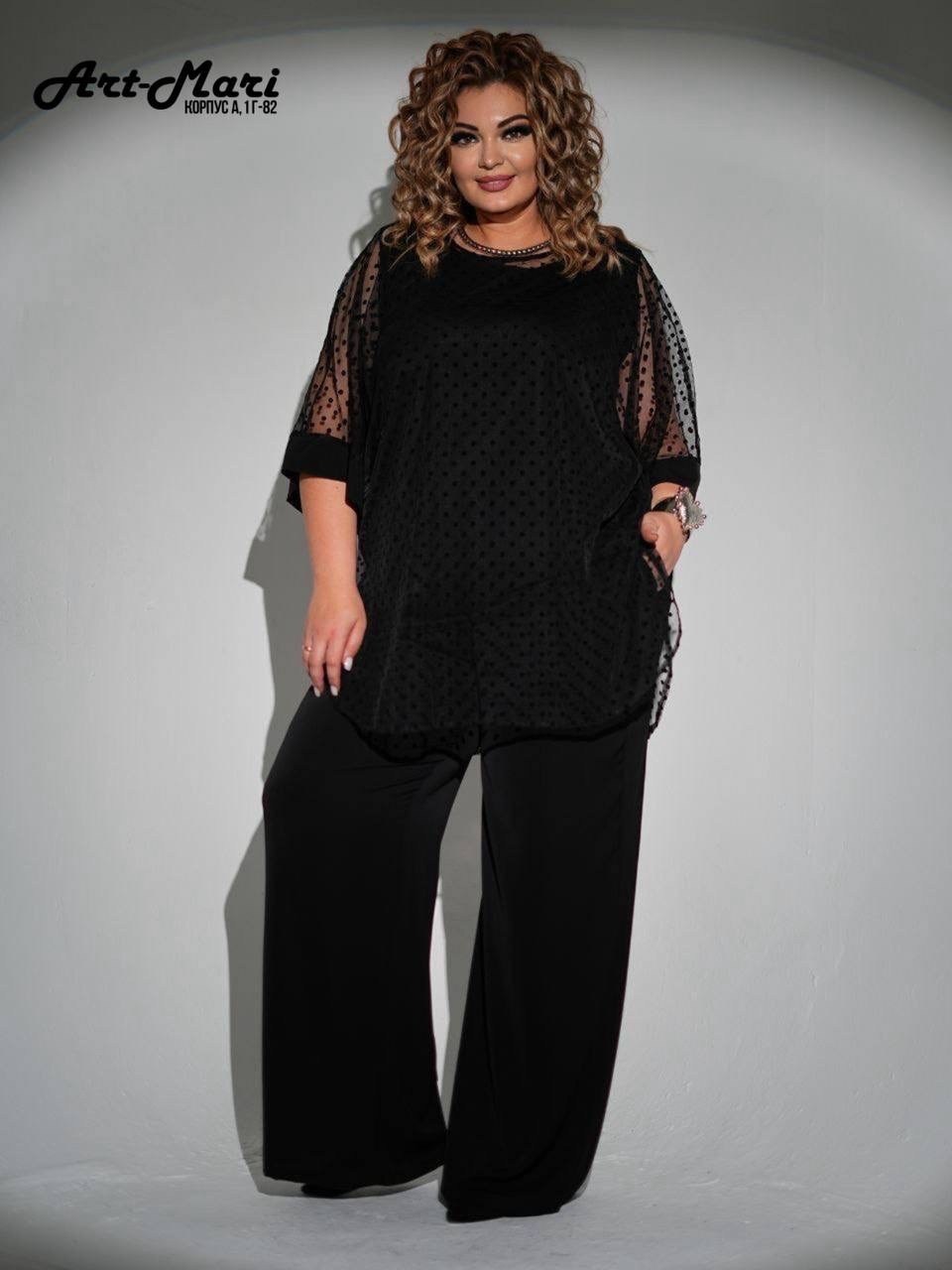 блуза anelli 1329 черный/мелкая сетка,брючный костюм,костюм novella sharm 3952 черный,нарядная блуза,вечерний брючный костюм женский
