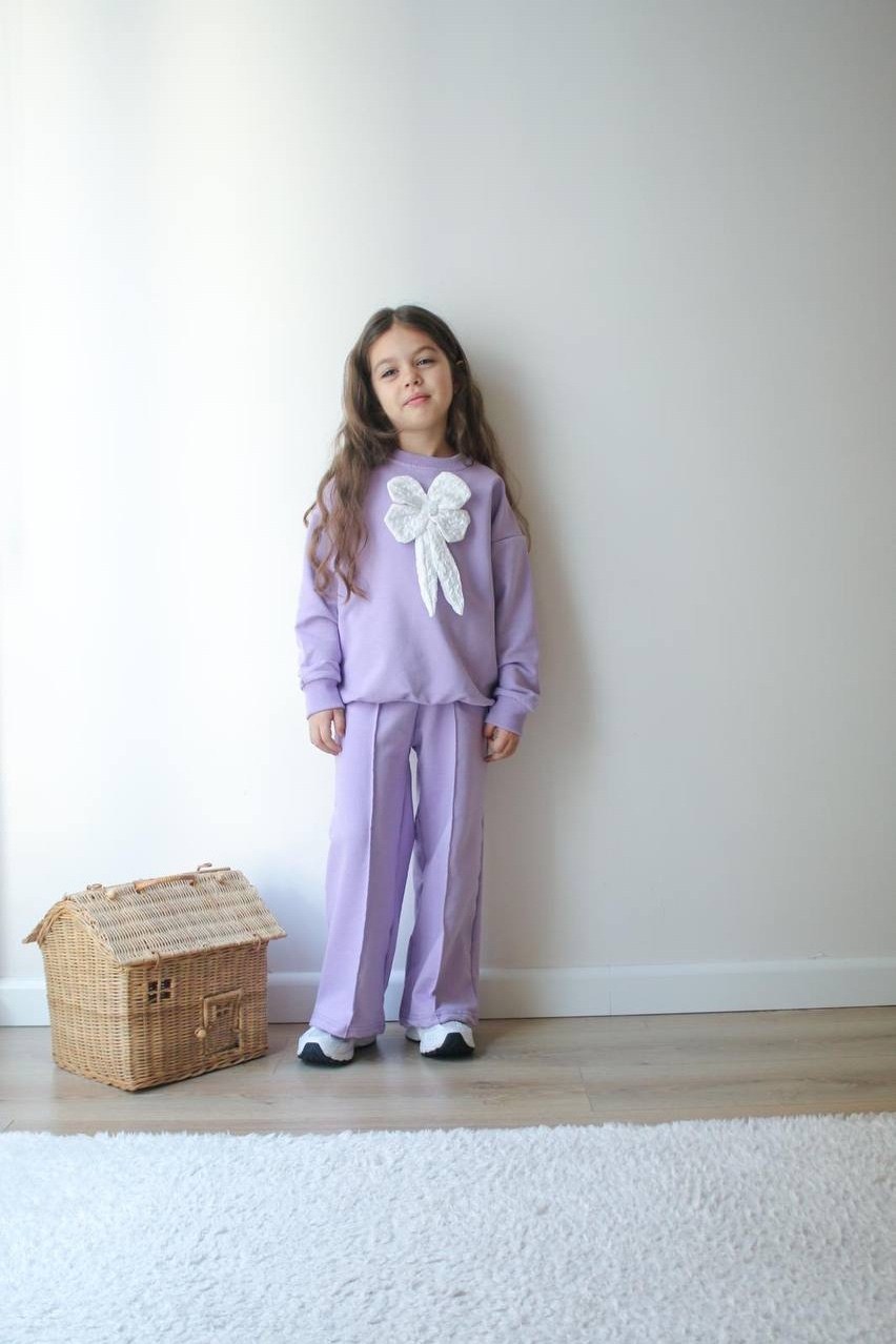 костюм с брюками,костюм для девочки (джемпер, брюки) цвет сиреневый рост 128-134 см,флисовые костюмы,комплект джемпер,одежда для девочек
