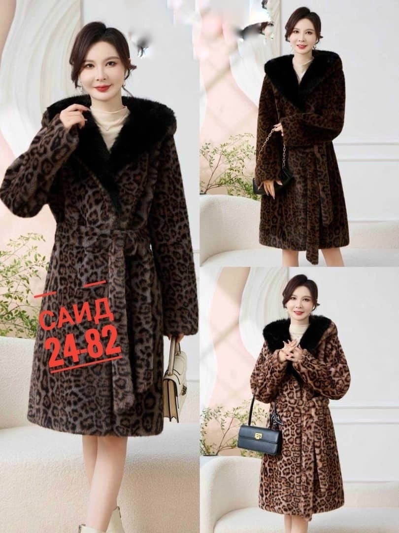 шубка утеплённая 26558 (леопардовый),шуба леопардовая,шуба женская,шуба,меховое пальто