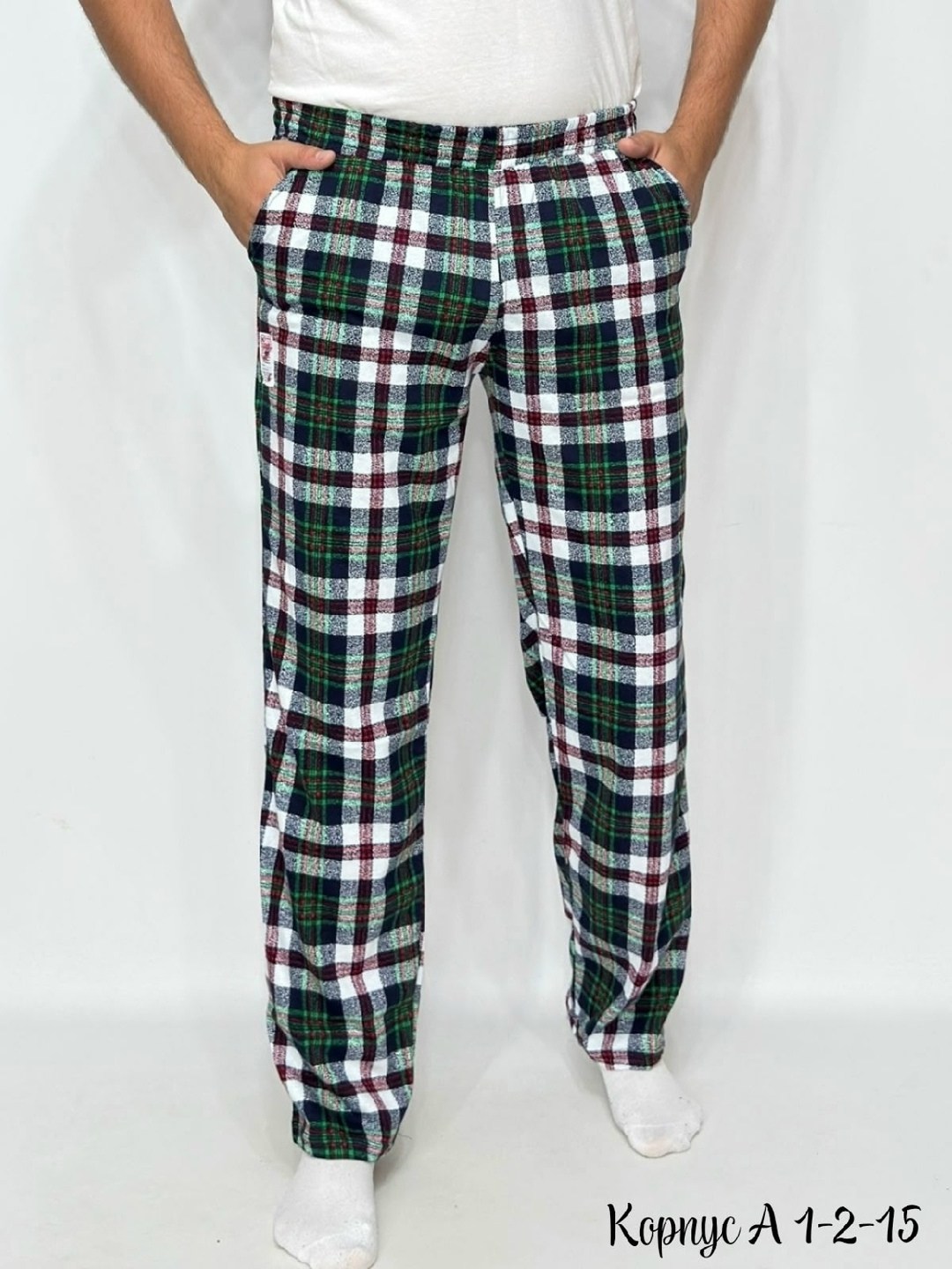 брюки мужские домашние 33 зеленый/клетка cleo,домашние брюки мужские,брюки мужские пижамные,домашние брюки,брюки для дома