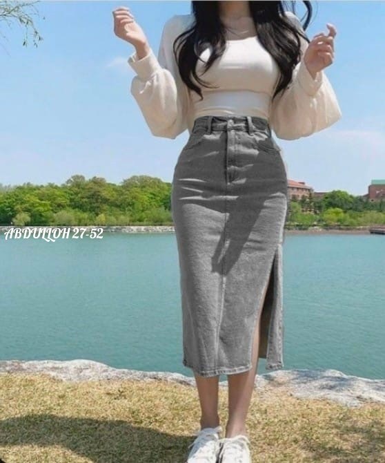 джинсовая длинная юбка,юбка джинсовая,длинная джинсовая юбка с разрезом,джинсовая юбка миди,джинсовая юбка с разрезом миди