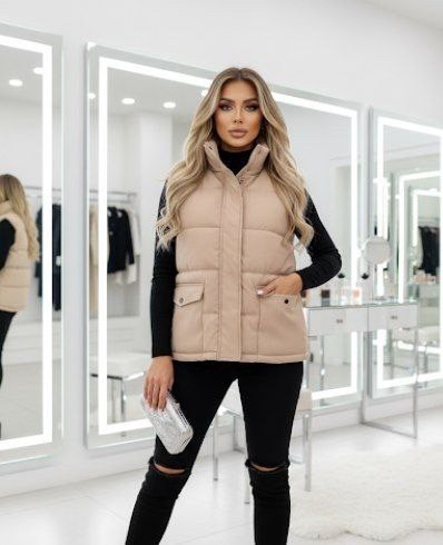 жилетка женская,женский жилет,жилетка,жилет утепленный pinky star,жилет женский утепленный балоневый стеганый без капюшона abm fashion