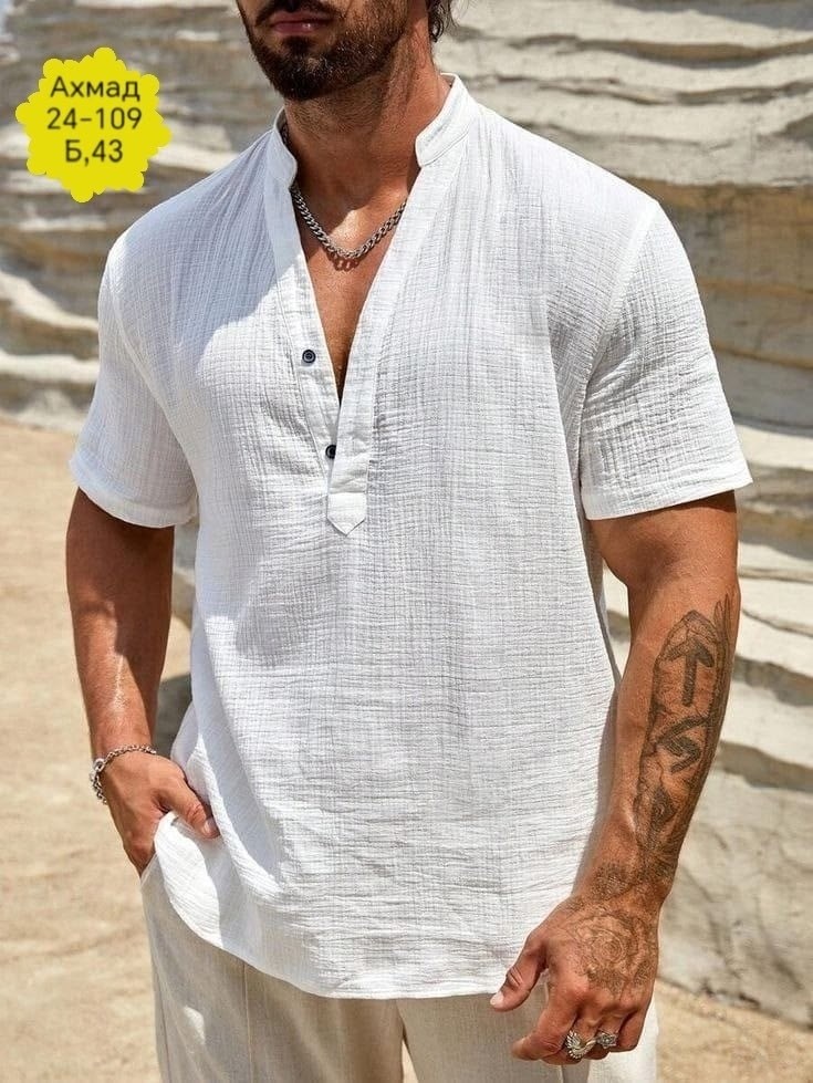 рубашка льняная мужская,льняная рубашка,мужская повседневная рубашка,рубашка мужская с короткими рукавами,мужская рубашка из хлопка