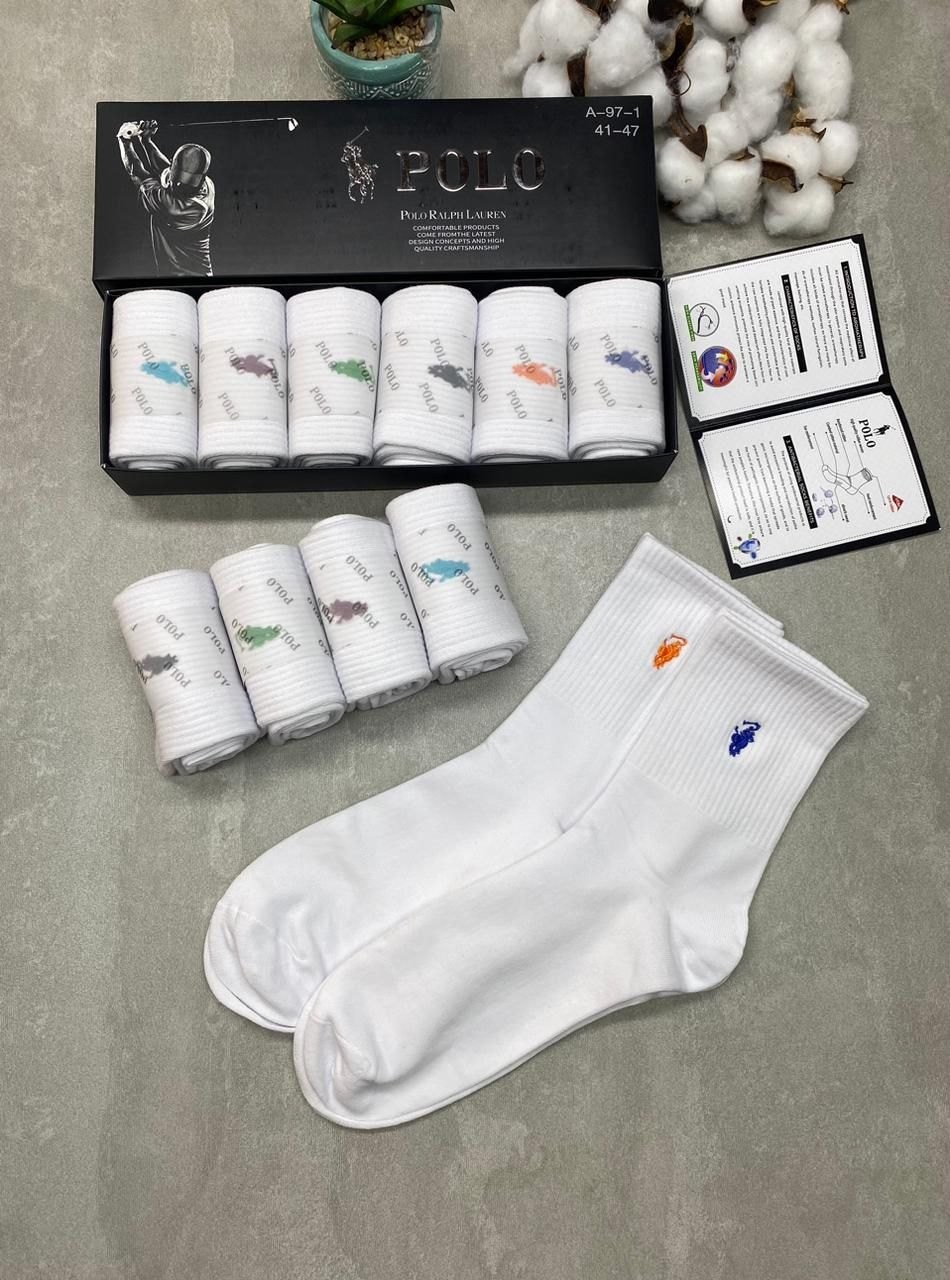 носки мужские,носки набор 6 пар polo ralph lauren,комплект белых носков 6 пар ароматизированные polo ralph lauren,брендовые носки мужские,носки набор