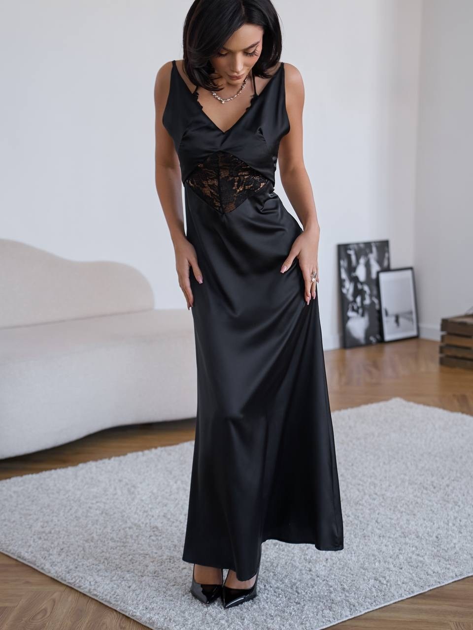 женская сорочка ночная,ночная сорочка,длинная сорочка,ночная сорочка черный,платье комбинация в пол